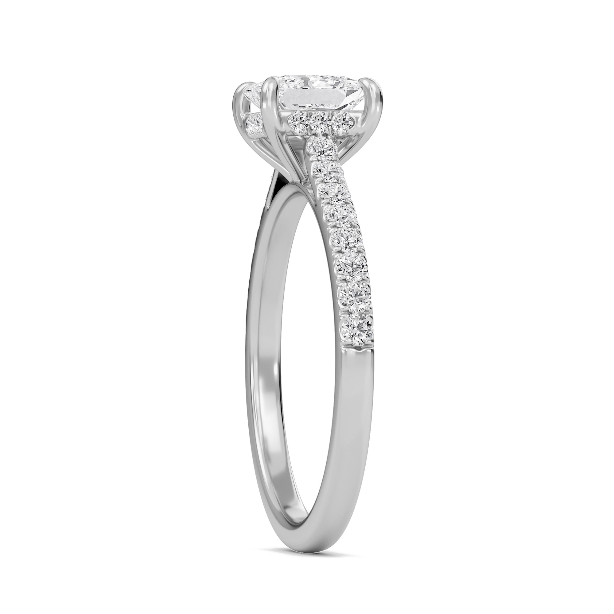 Princess Cathedral Pave Hidden Halo Engagement Ring