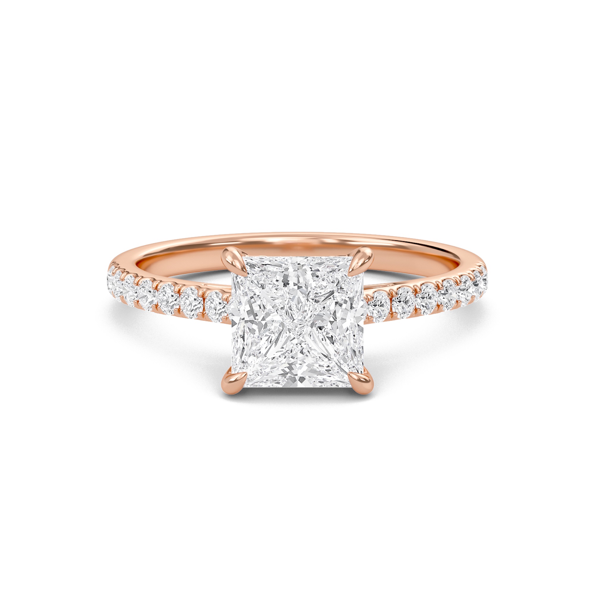 Princess Cathedral Pave Hidden Halo Engagement Ring