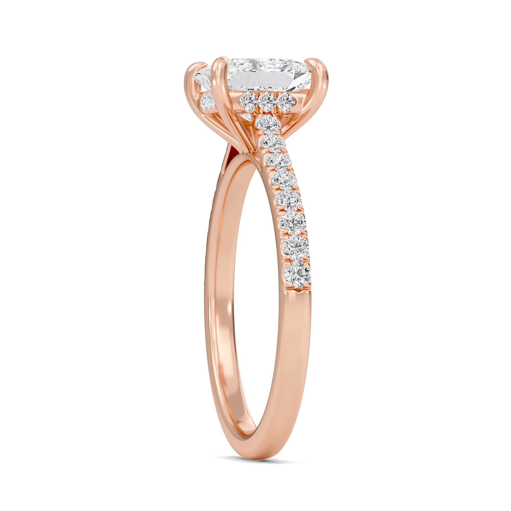Princess Cathedral Pave Hidden Halo Engagement Ring