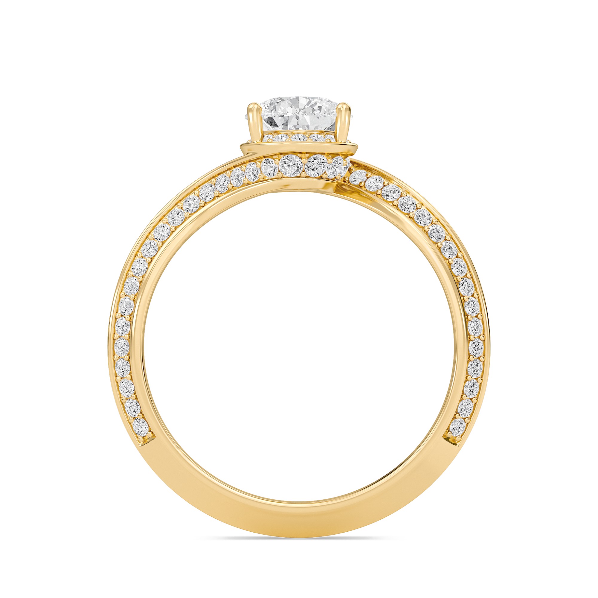 Pear Adorned Pave Byepass Engagement Ring