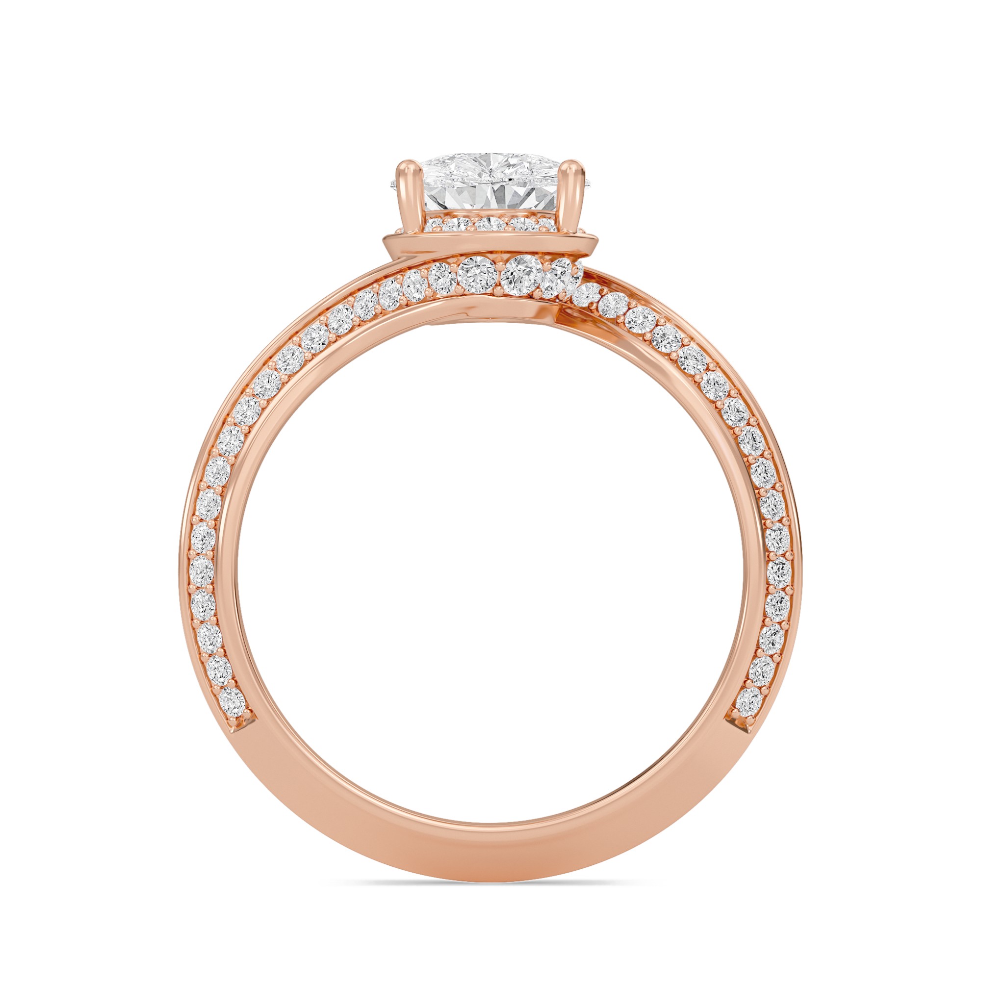 Pear Adorned Pave Byepass Engagement Ring