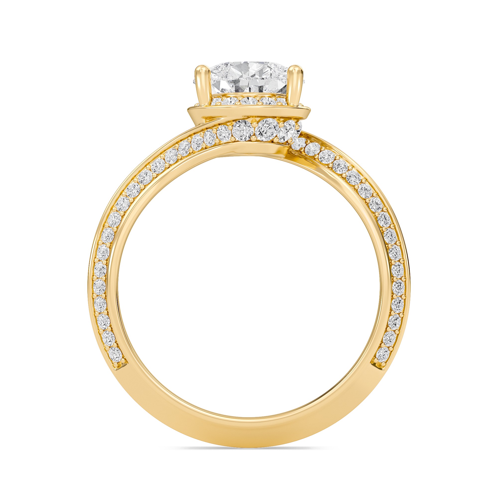 Pear Adorned Pave Byepass Engagement Ring