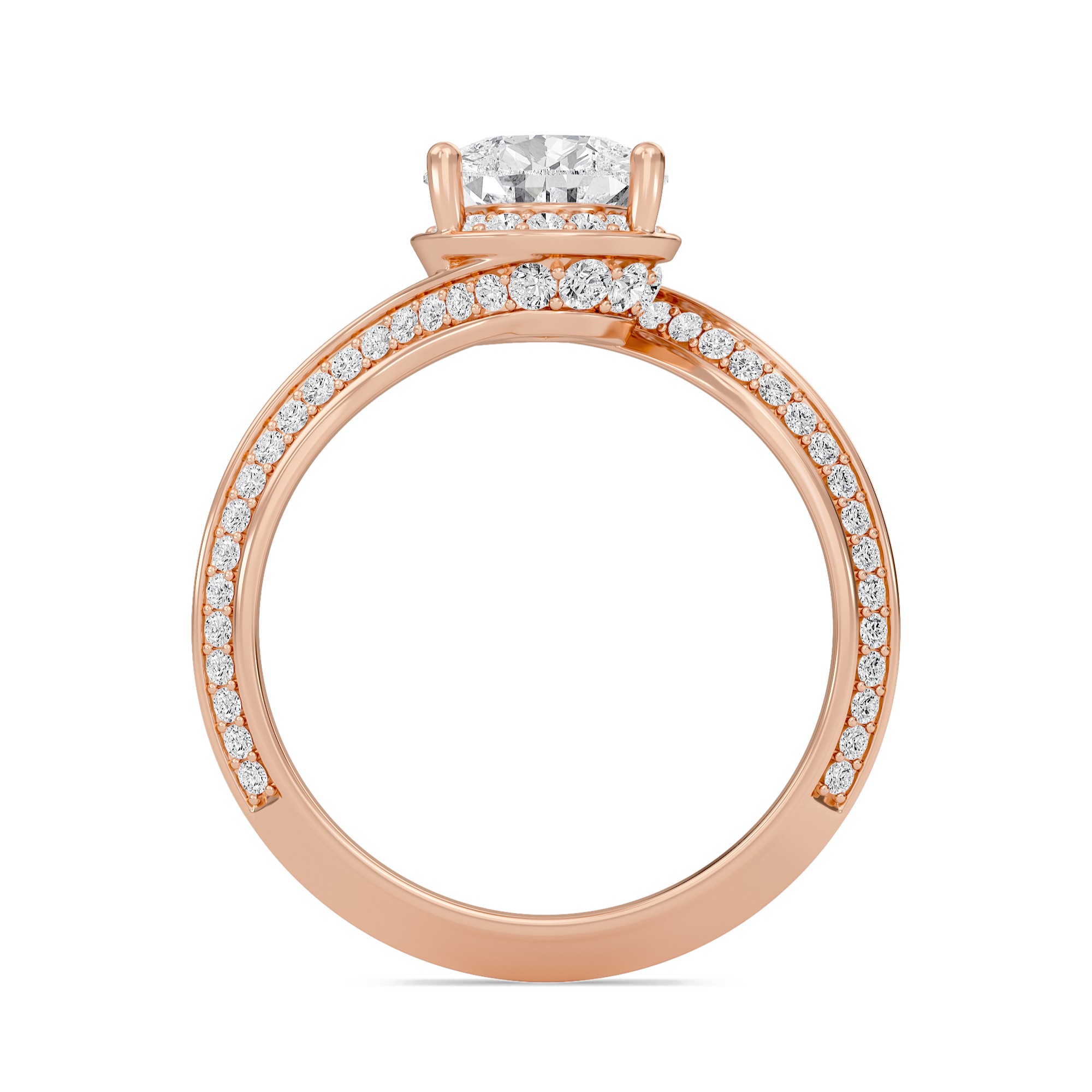 Pear Adorned Pave Byepass Engagement Ring