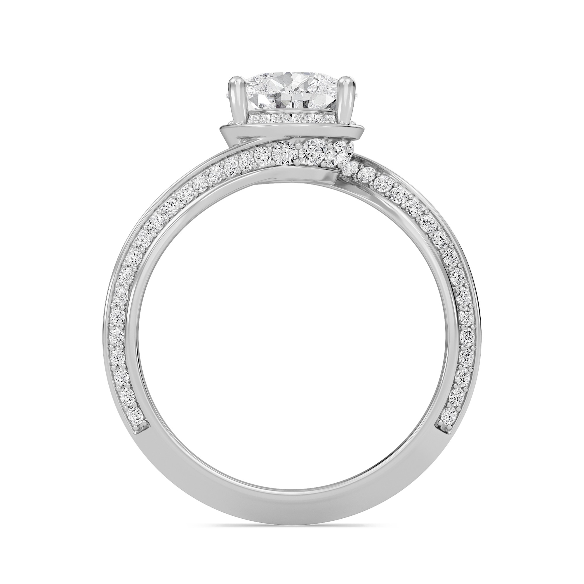 Pear Adorned Pave Byepass Engagement Ring