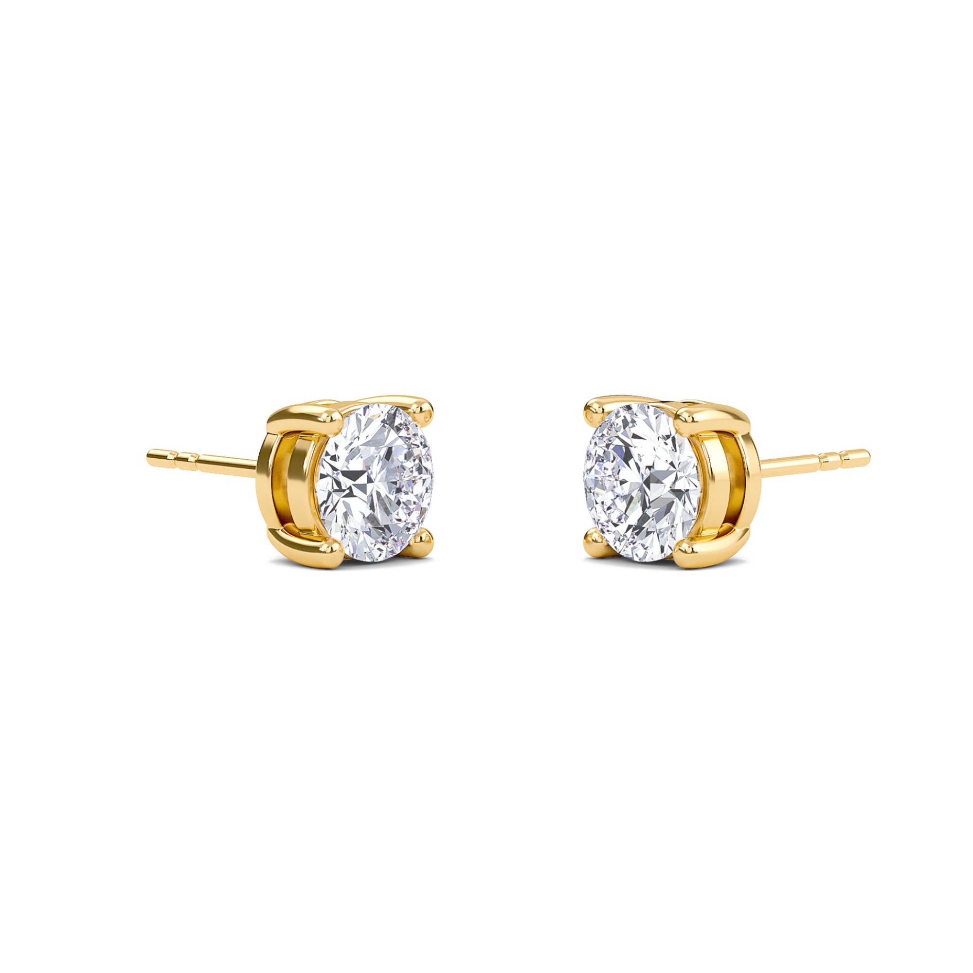 Round Four Prong Solitaire Earrings