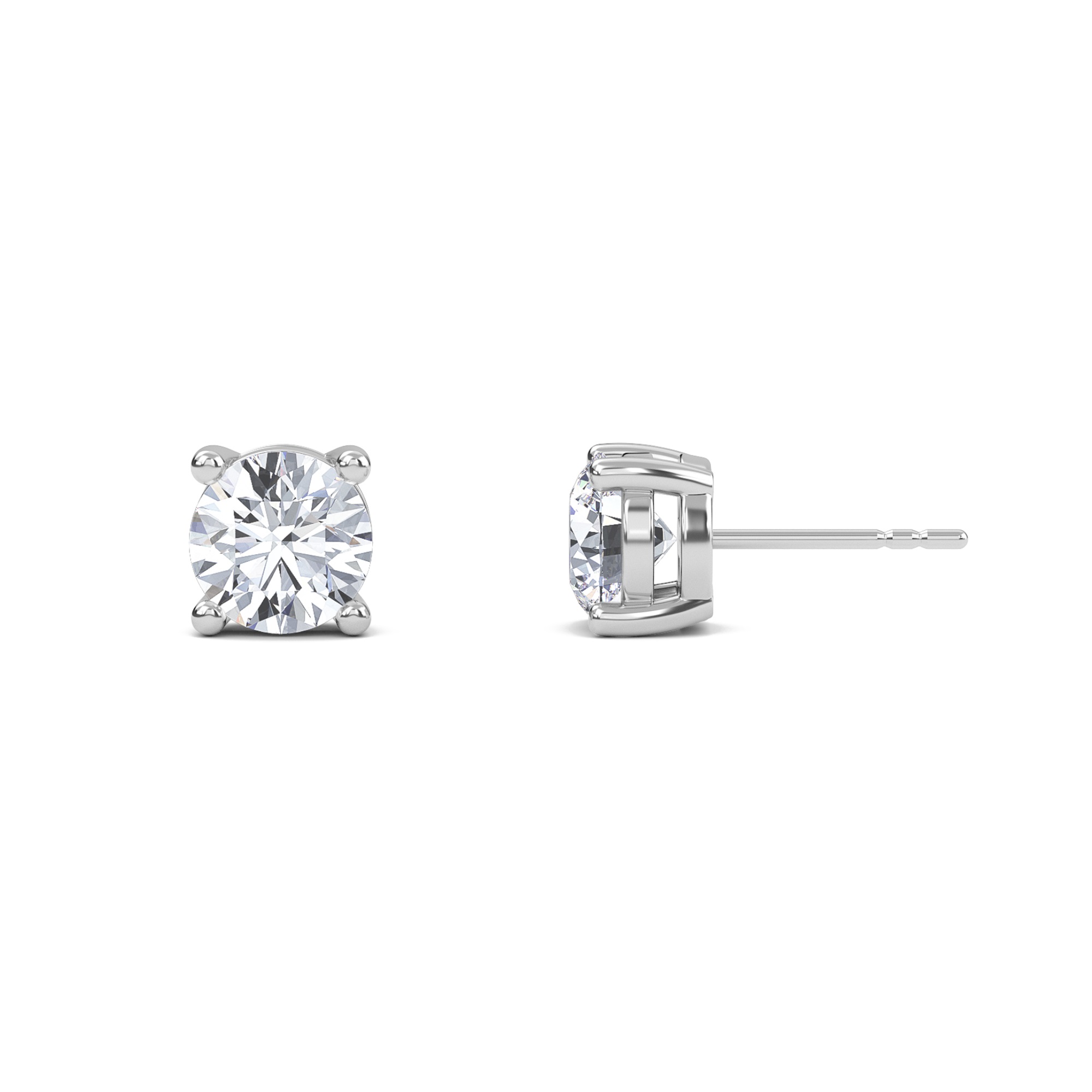 Round Four Prong Solitaire Earrings