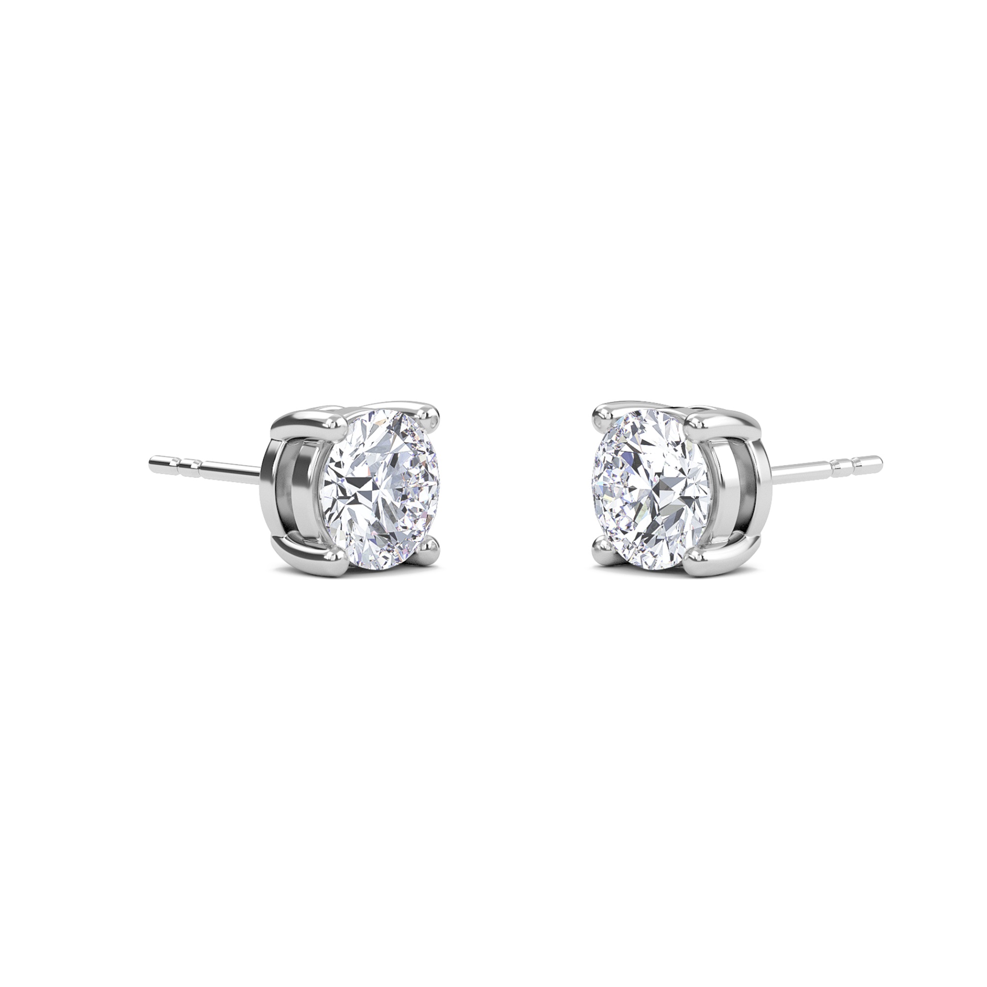 Round Four Prong Solitaire Earrings
