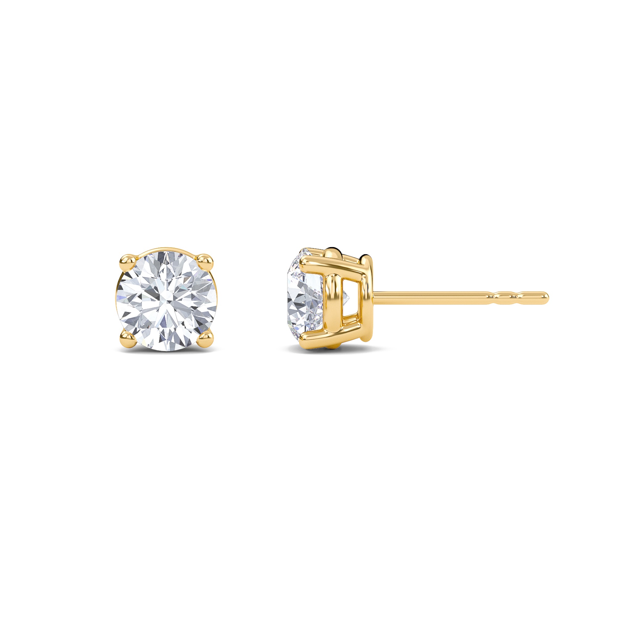 Round Four Prong Solitaire Earrings