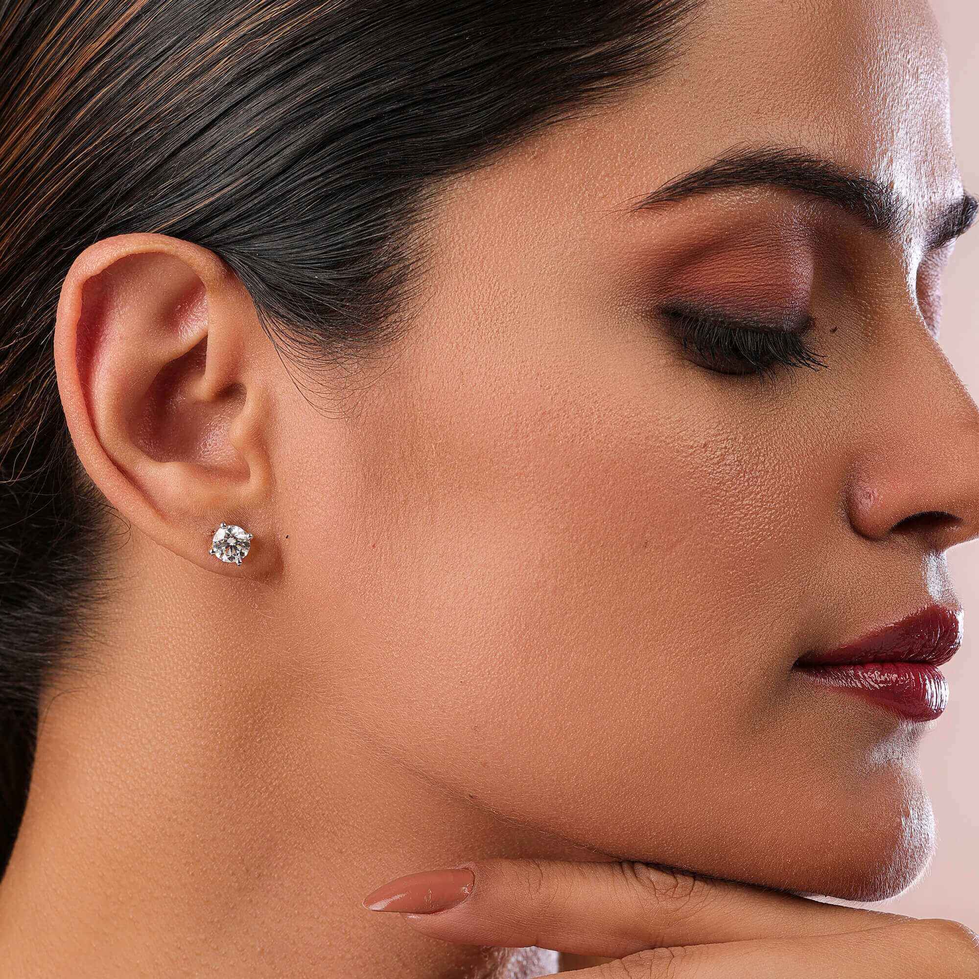 Round Four Prong Solitaire Earrings