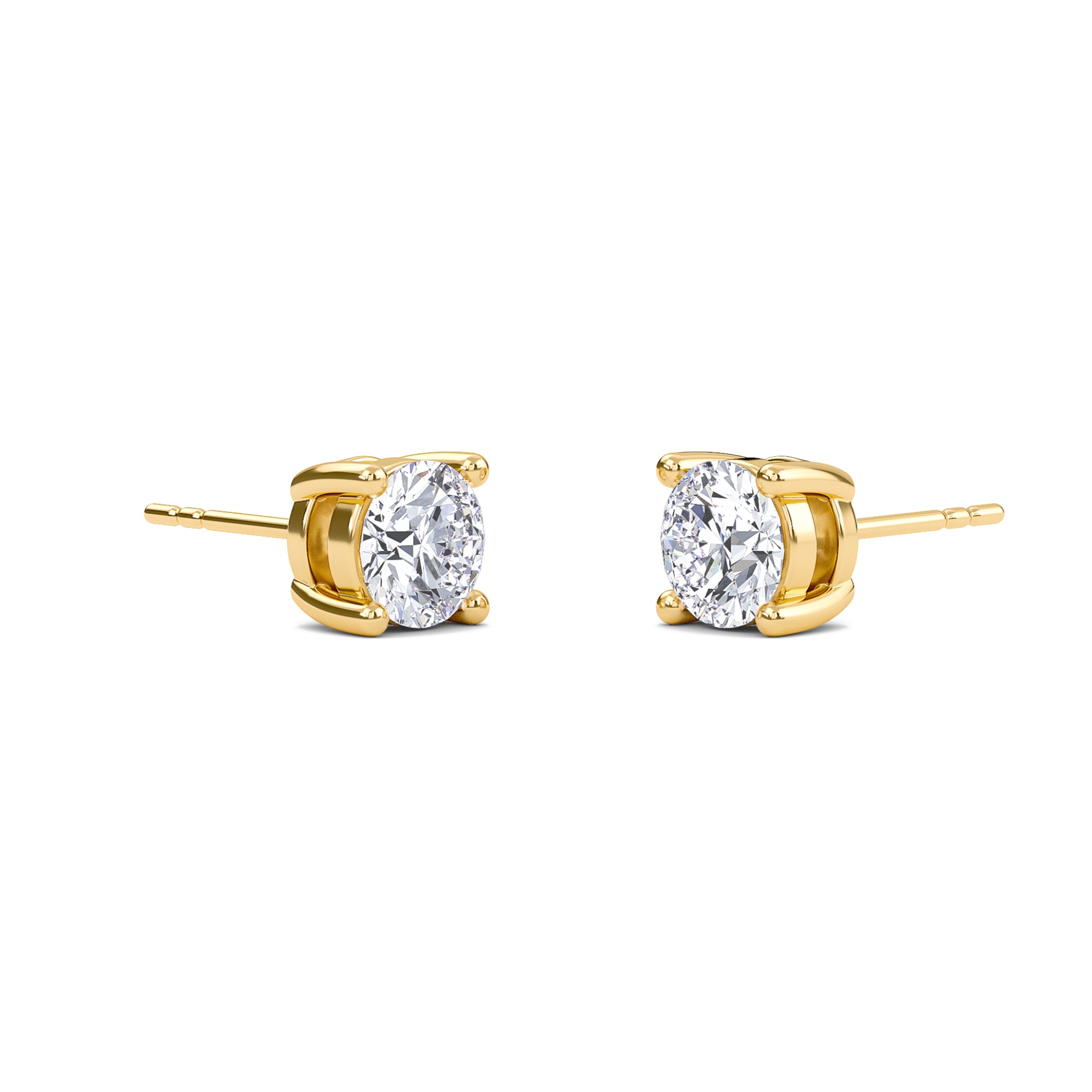 Round Four Prong Solitaire Earrings
