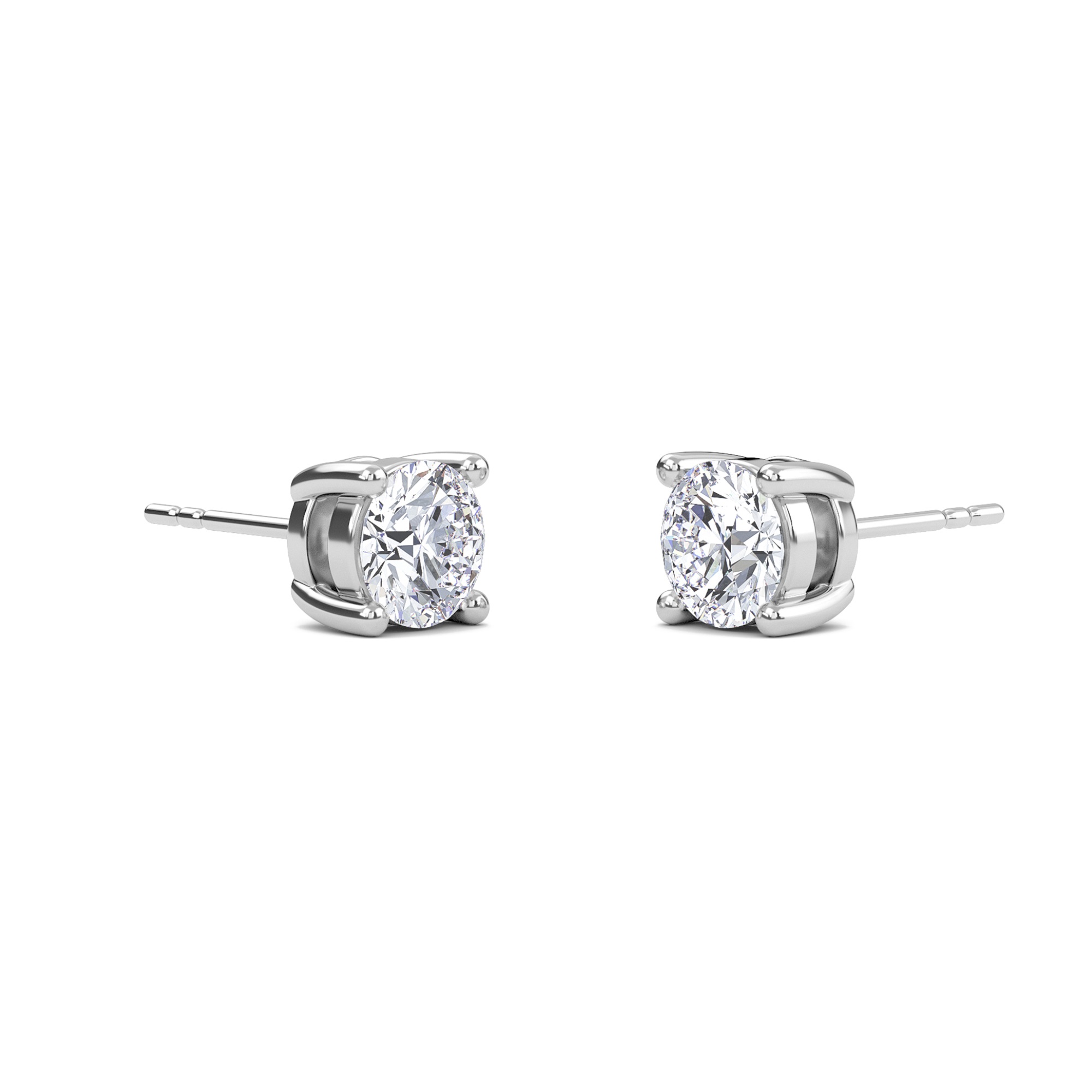 Round Four Prong Solitaire Earrings