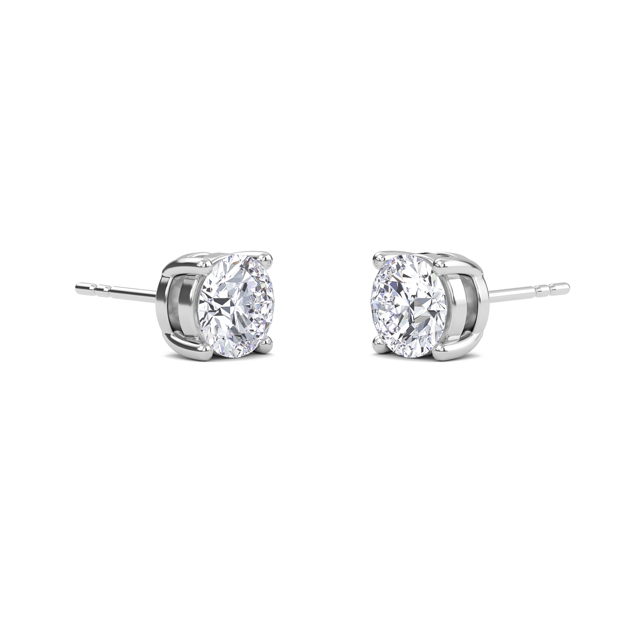 Round Four Prong Solitaire Earrings