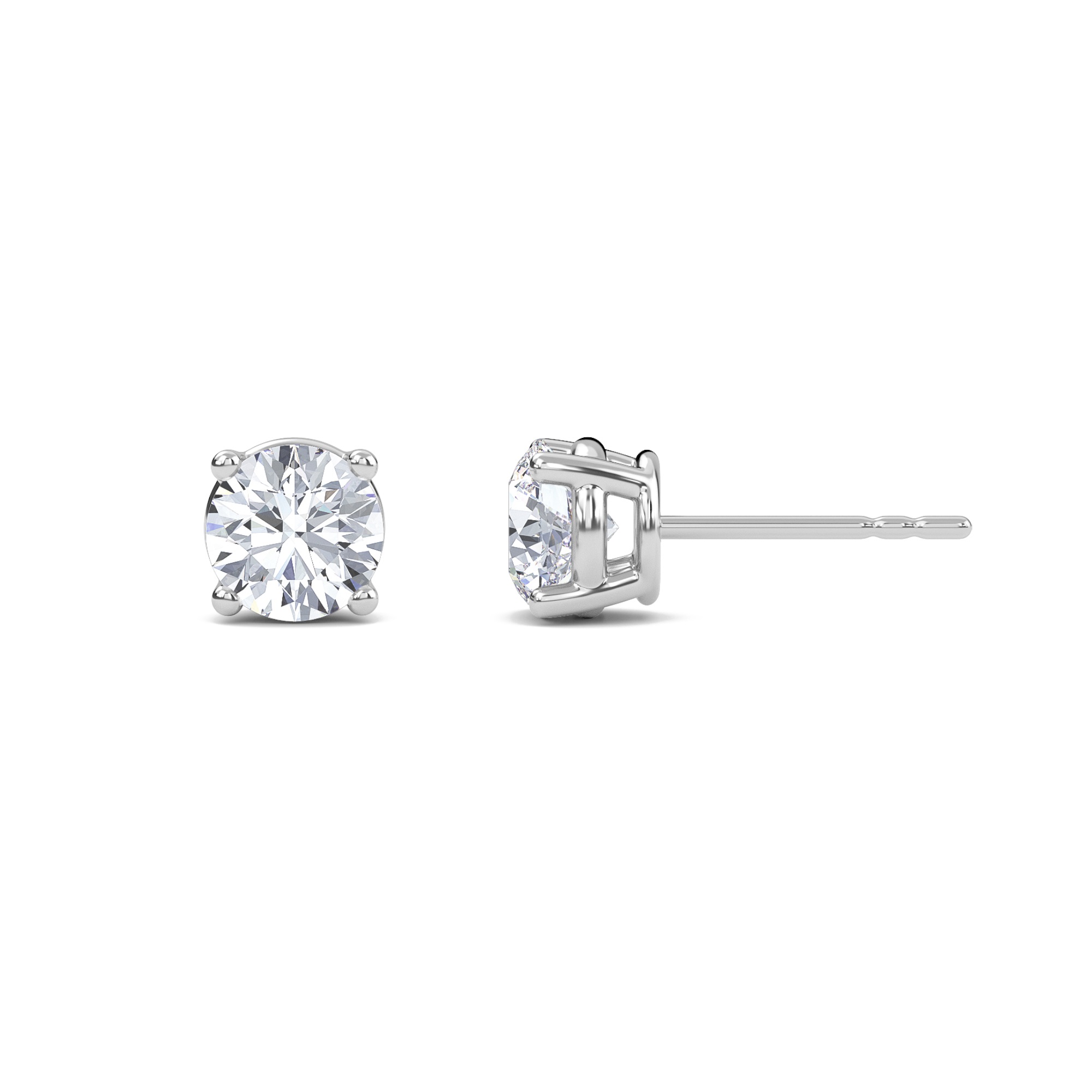 Round Four Prong Solitaire Earrings