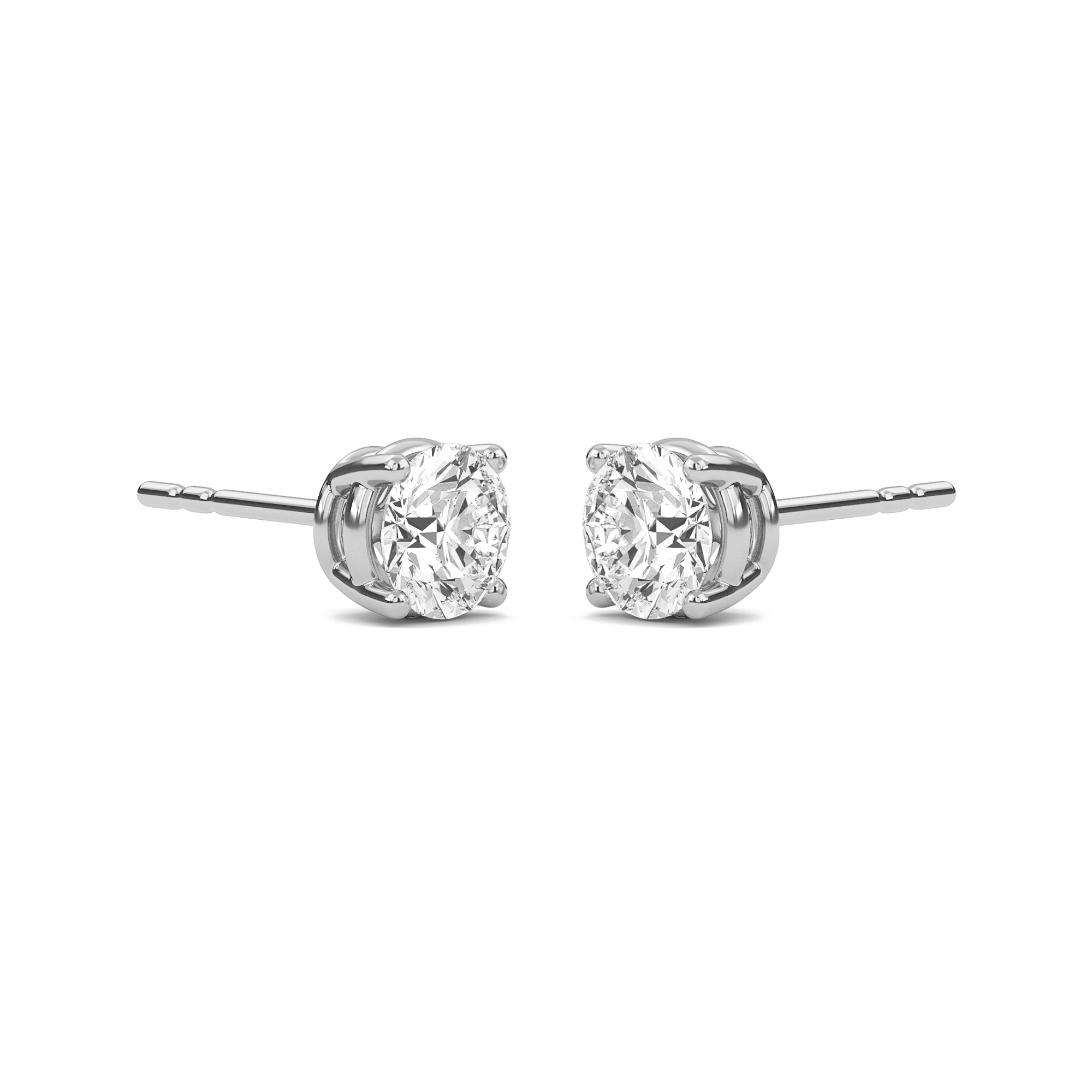 Round Four Prong Solitaire Earrings