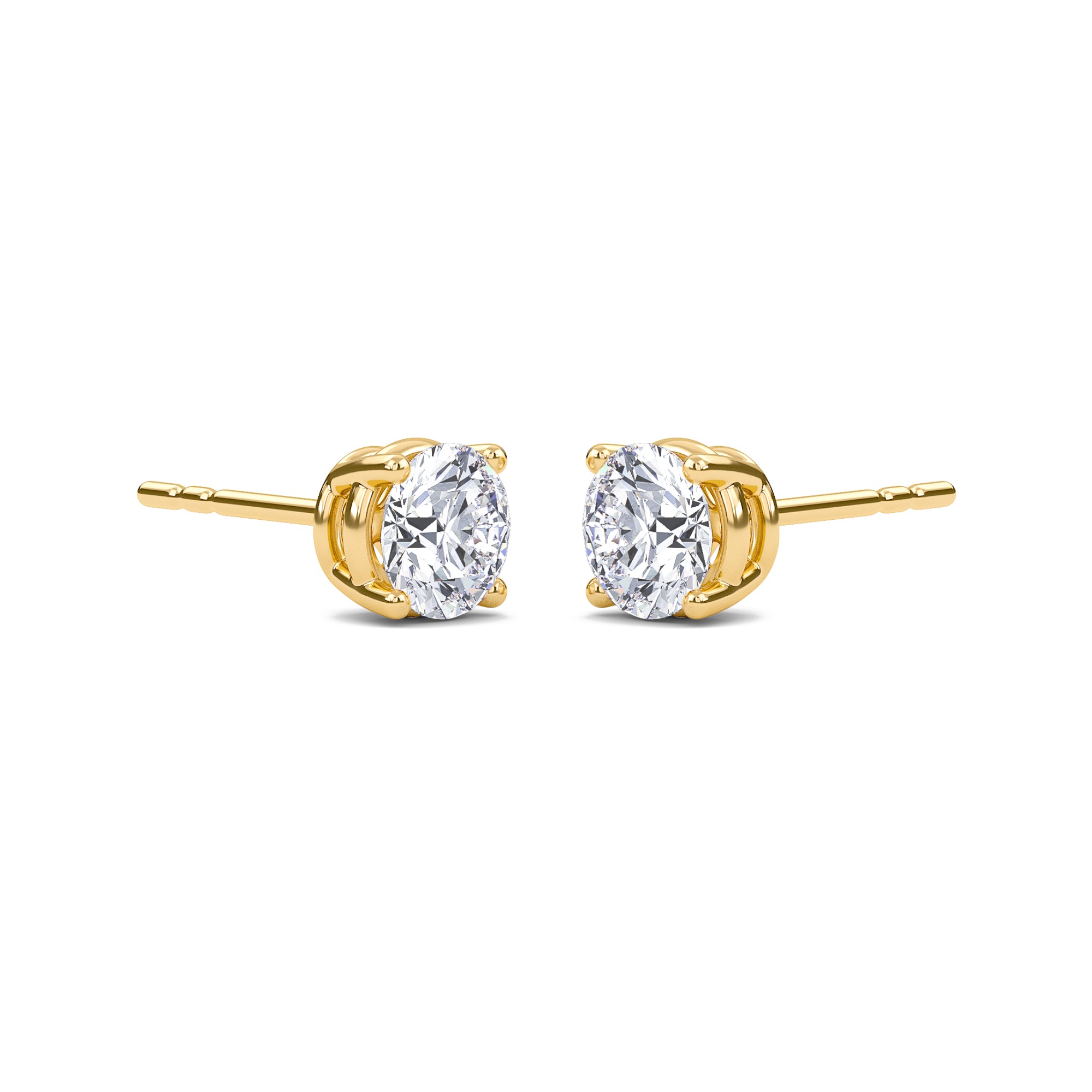 Round Four Prong Solitaire Earrings