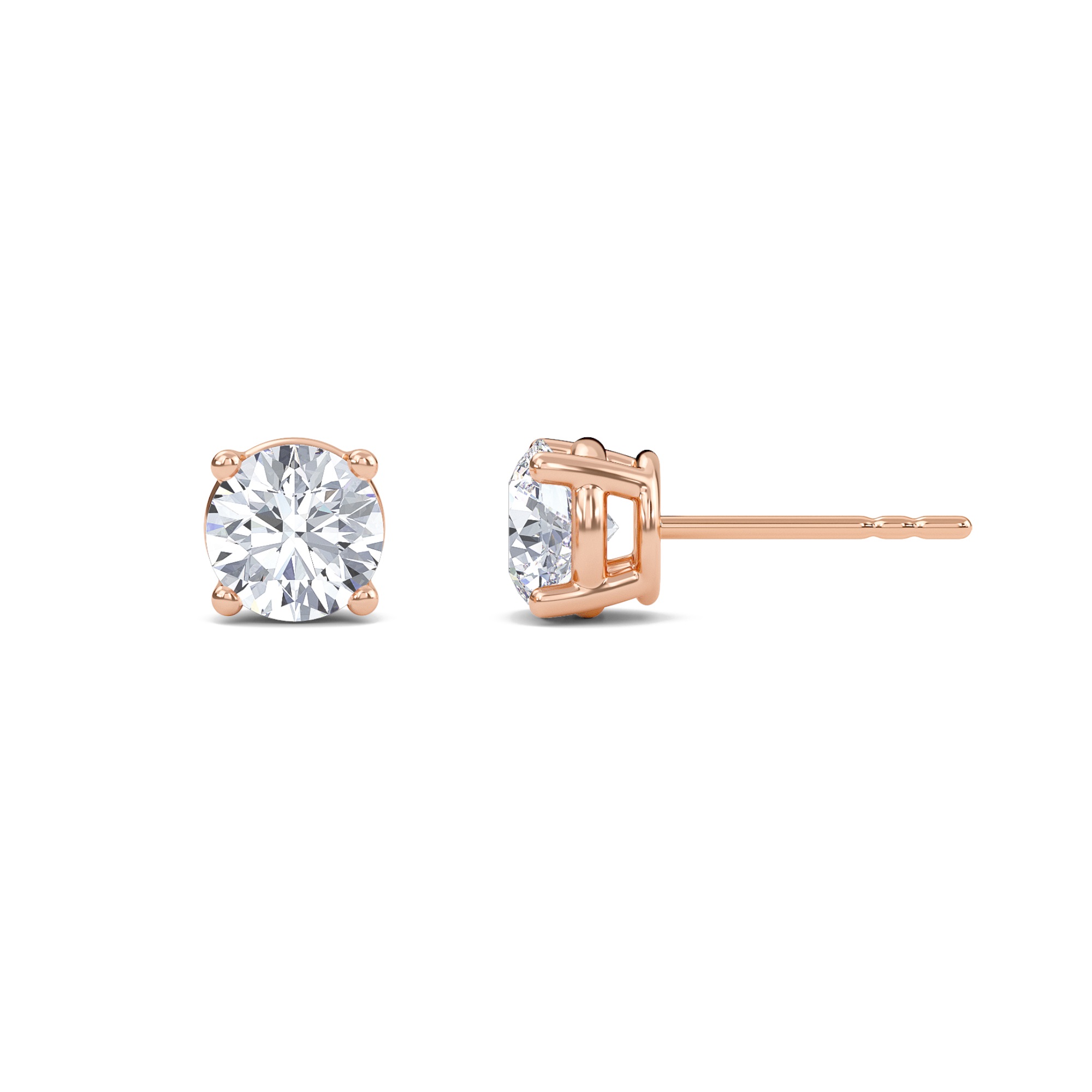 Round Four Prong Solitaire Earrings