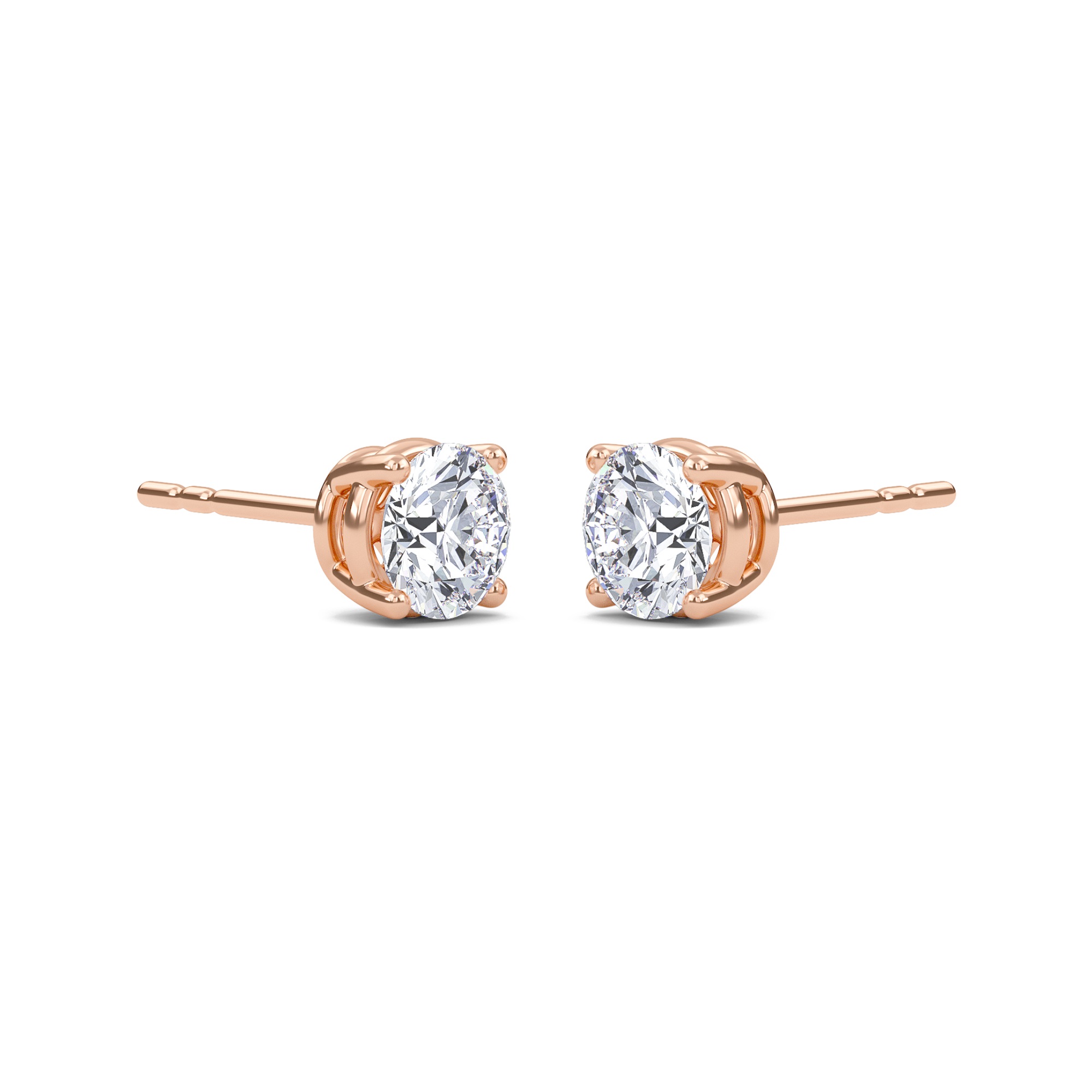 Round Four Prong Solitaire Earrings
