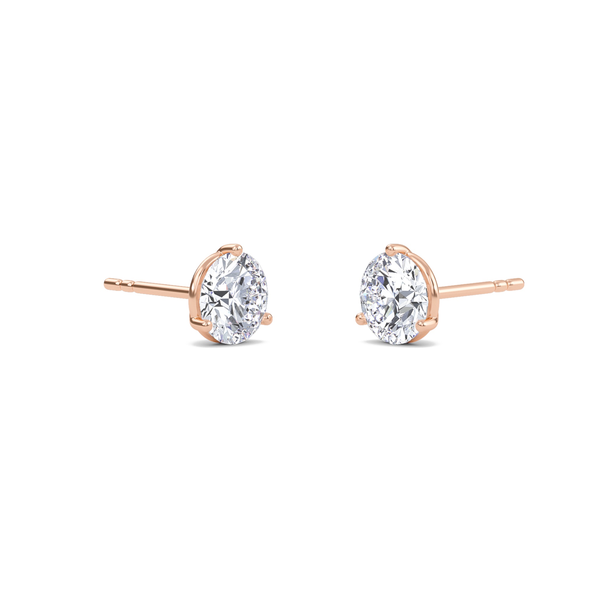 Three Prong Martini Solitaire Earrings