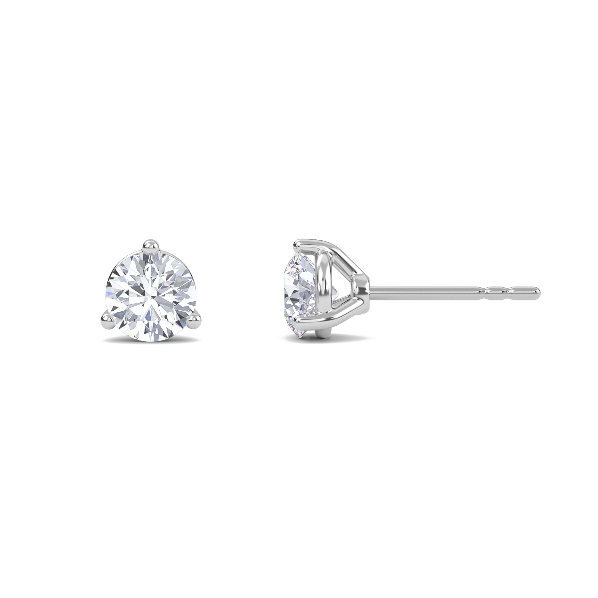 Three Prong Martini Solitaire Earrings