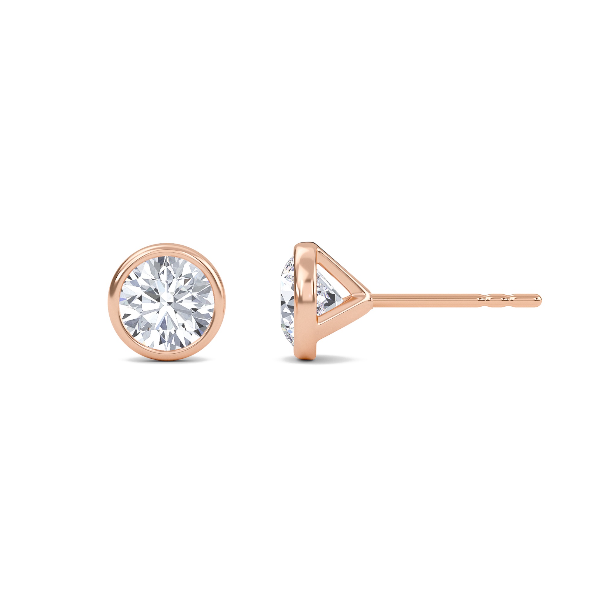 Round Bezel Set Solitaire Earrings