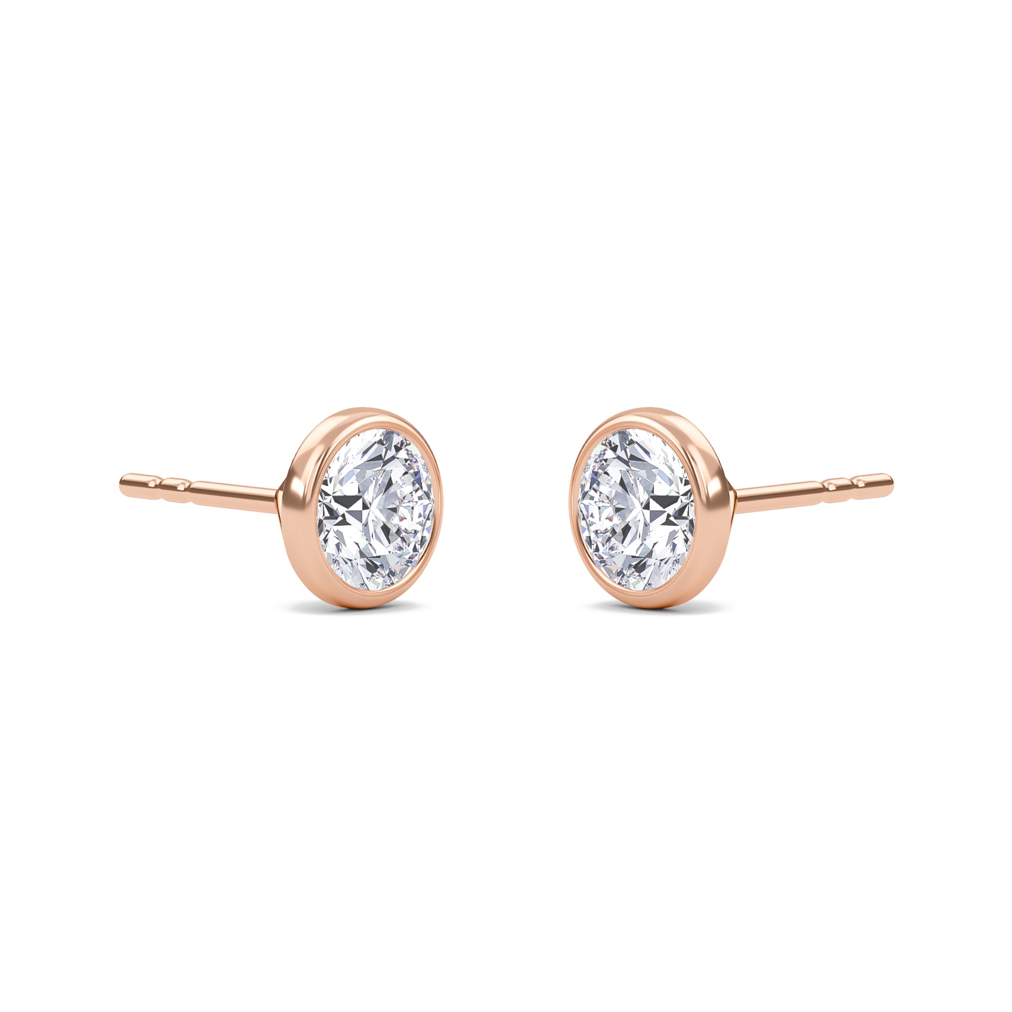 Round Bezel Set Solitaire Earrings