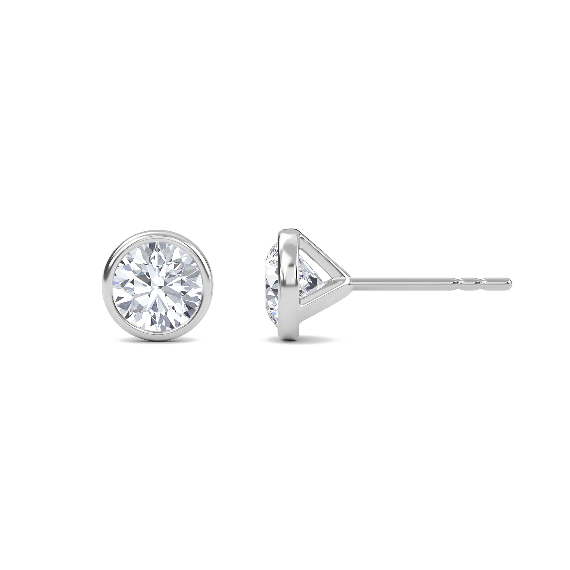 Round Bezel Set Solitaire Earrings