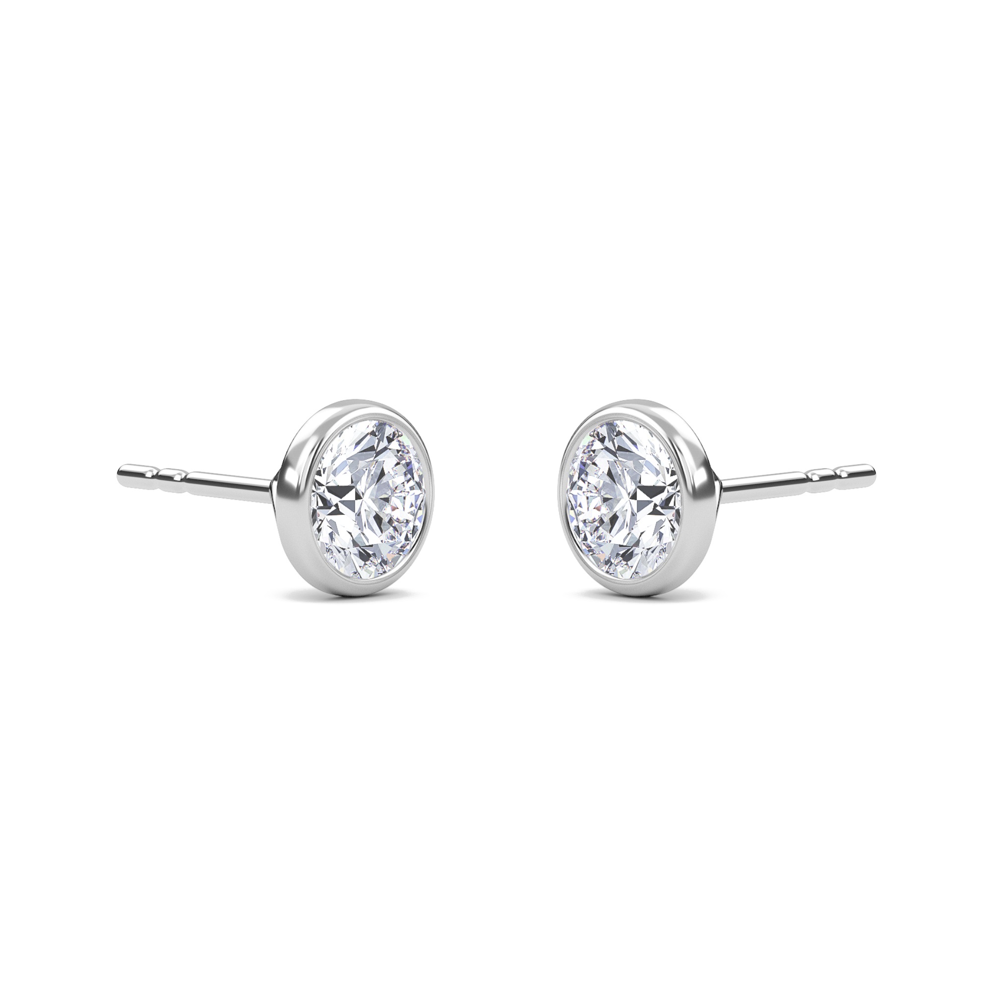 Round Bezel Set Solitaire Earrings