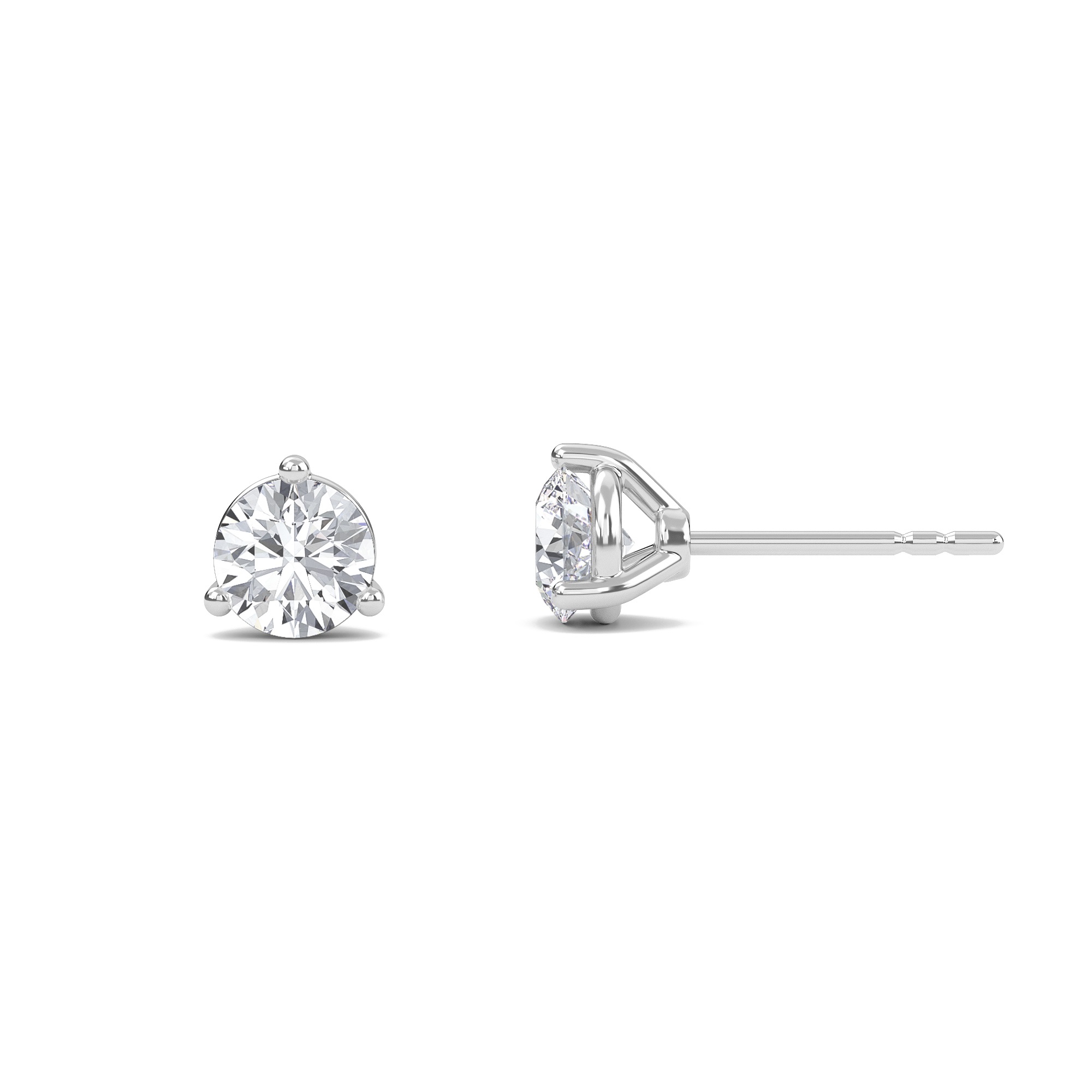 Round Three Prong Solitaire Earrings