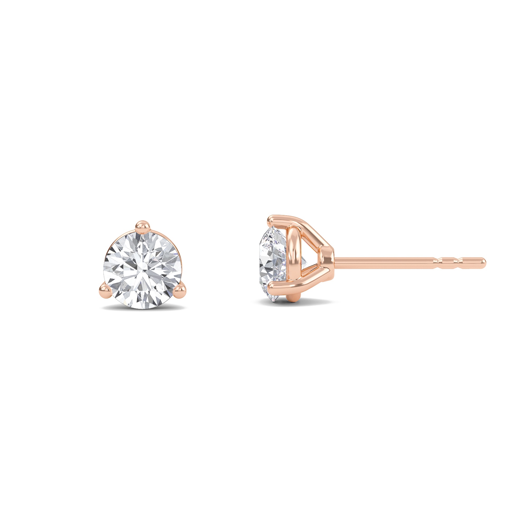 Round Three Prong Solitaire Earrings