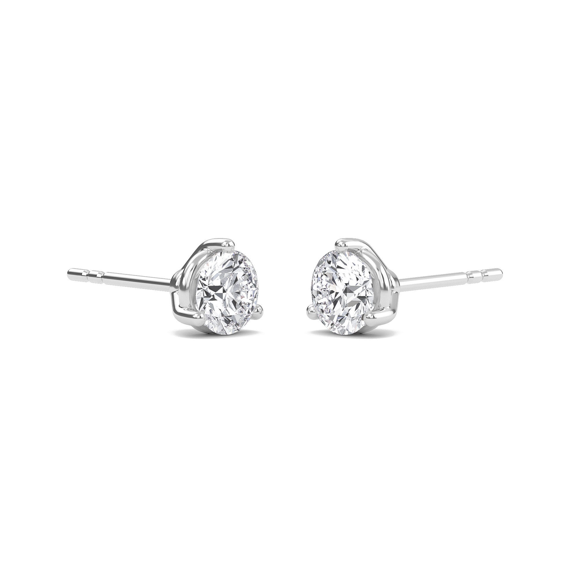 Round Three Prong Solitaire Earrings