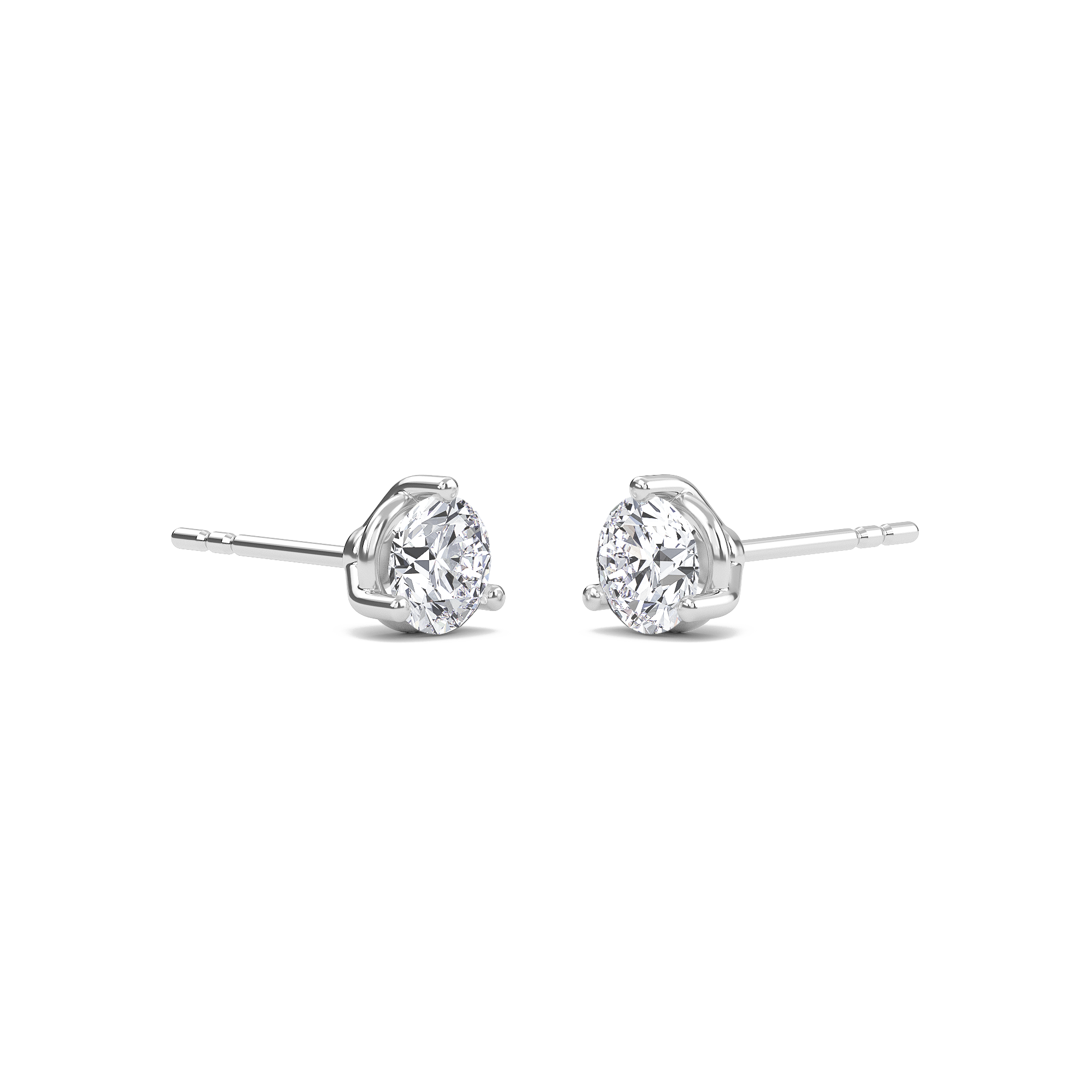 Round Three Prong Solitaire Earrings