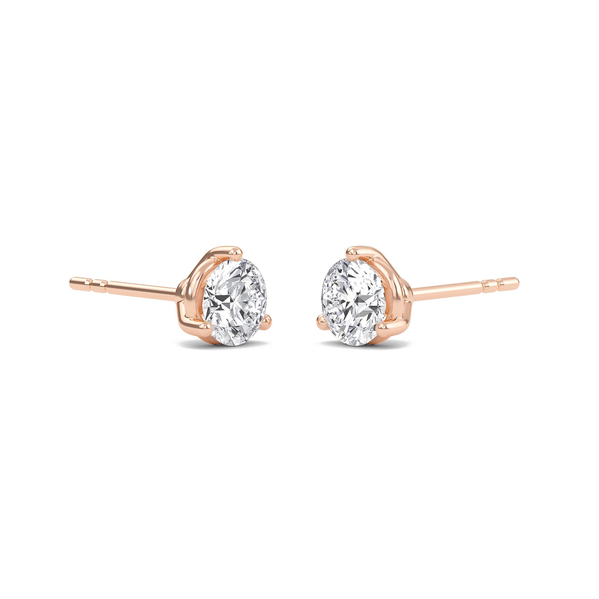 Round Three Prong Solitaire Earrings