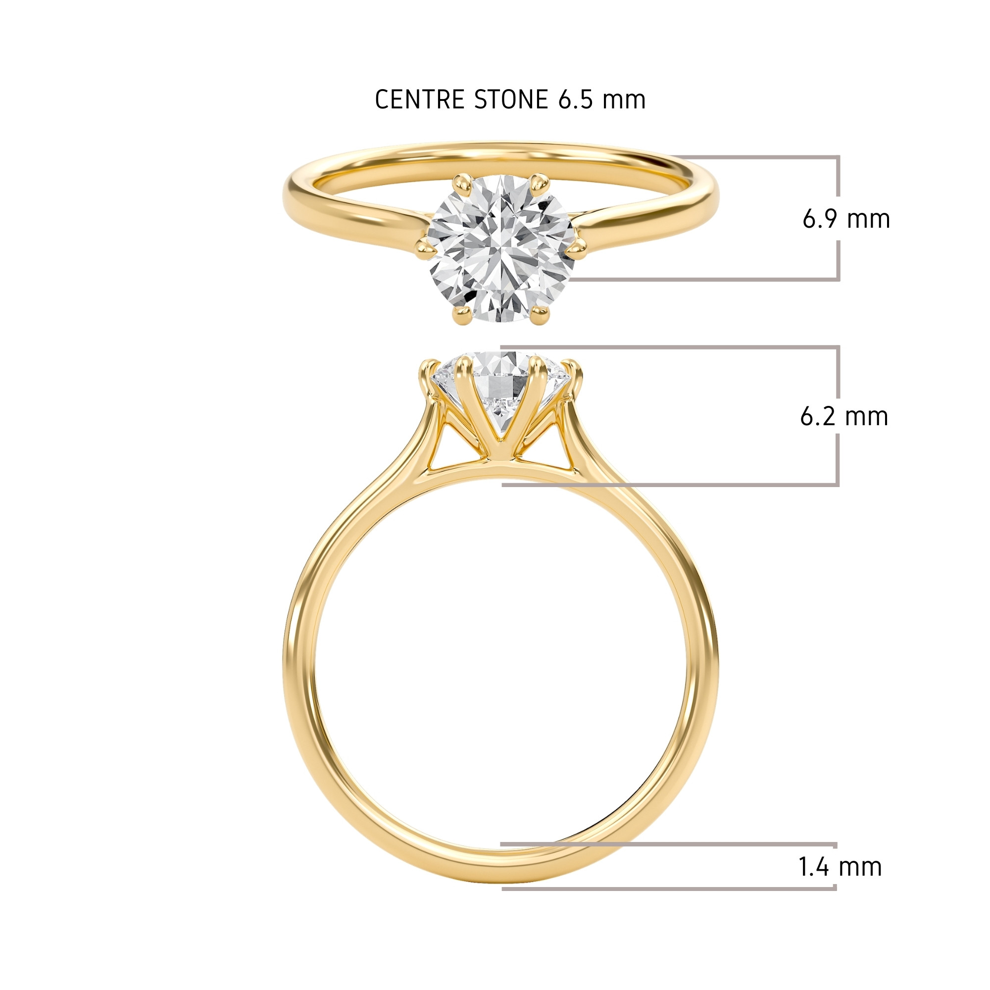 Classic Solitaire 6 Prong Ring