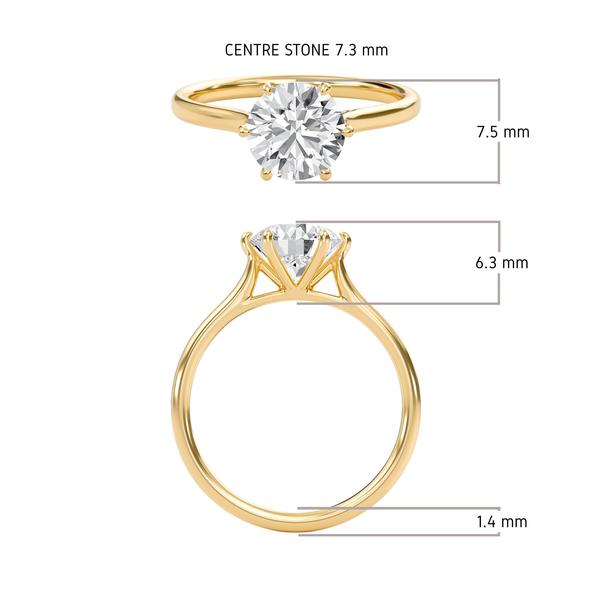 Classic Solitaire 6 Prong Ring