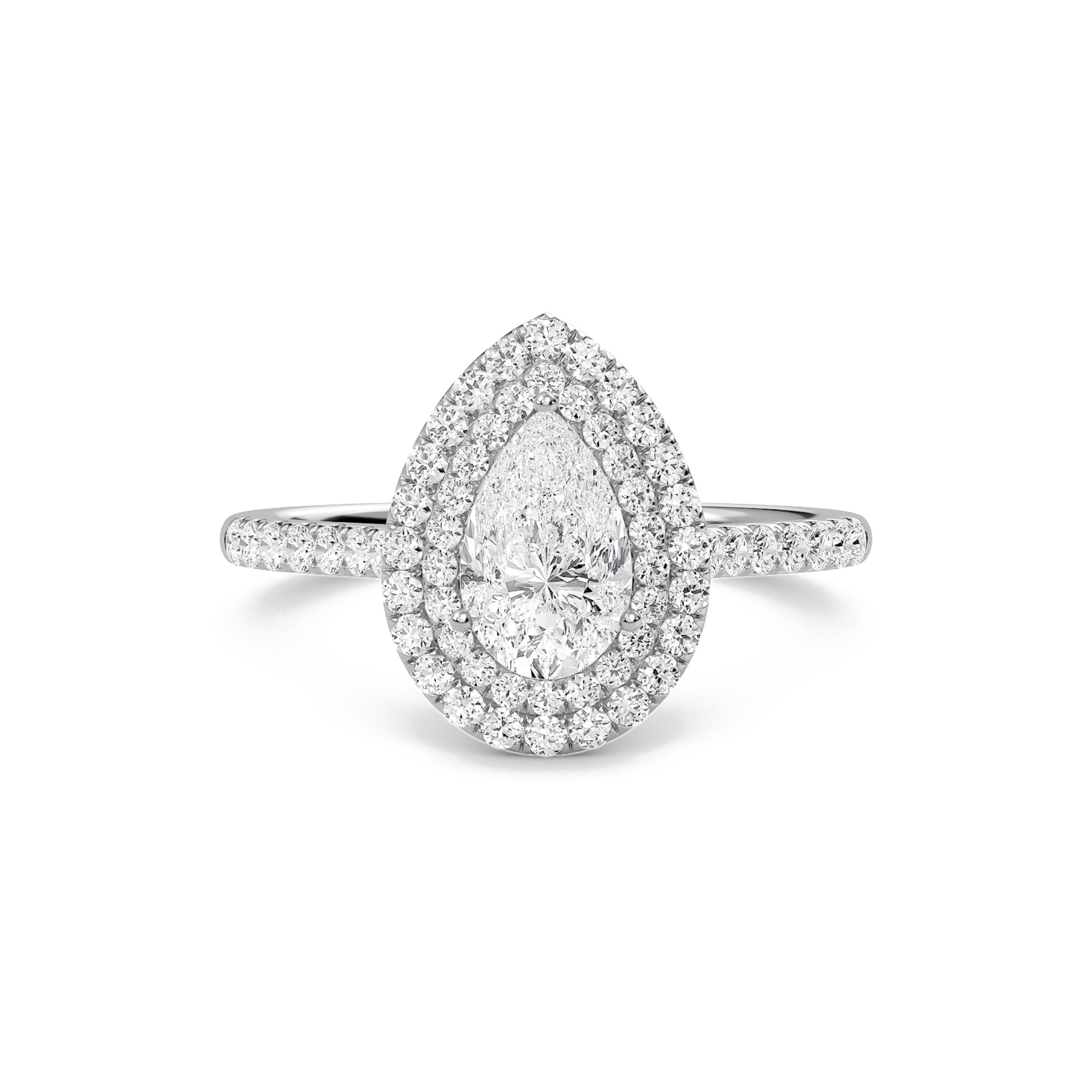 Pear Double Halo Engagement Ring