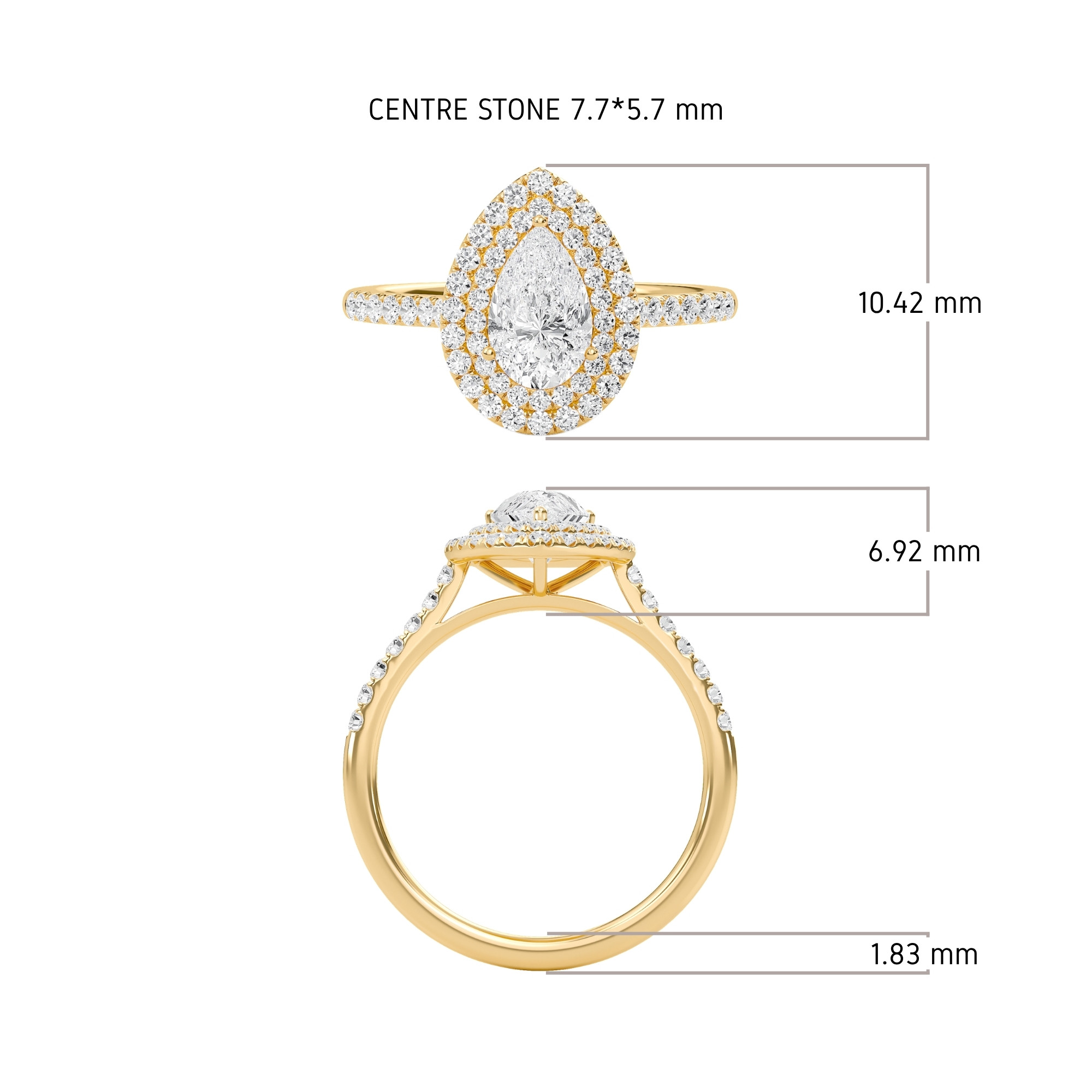 Pear Double Halo Engagement Ring