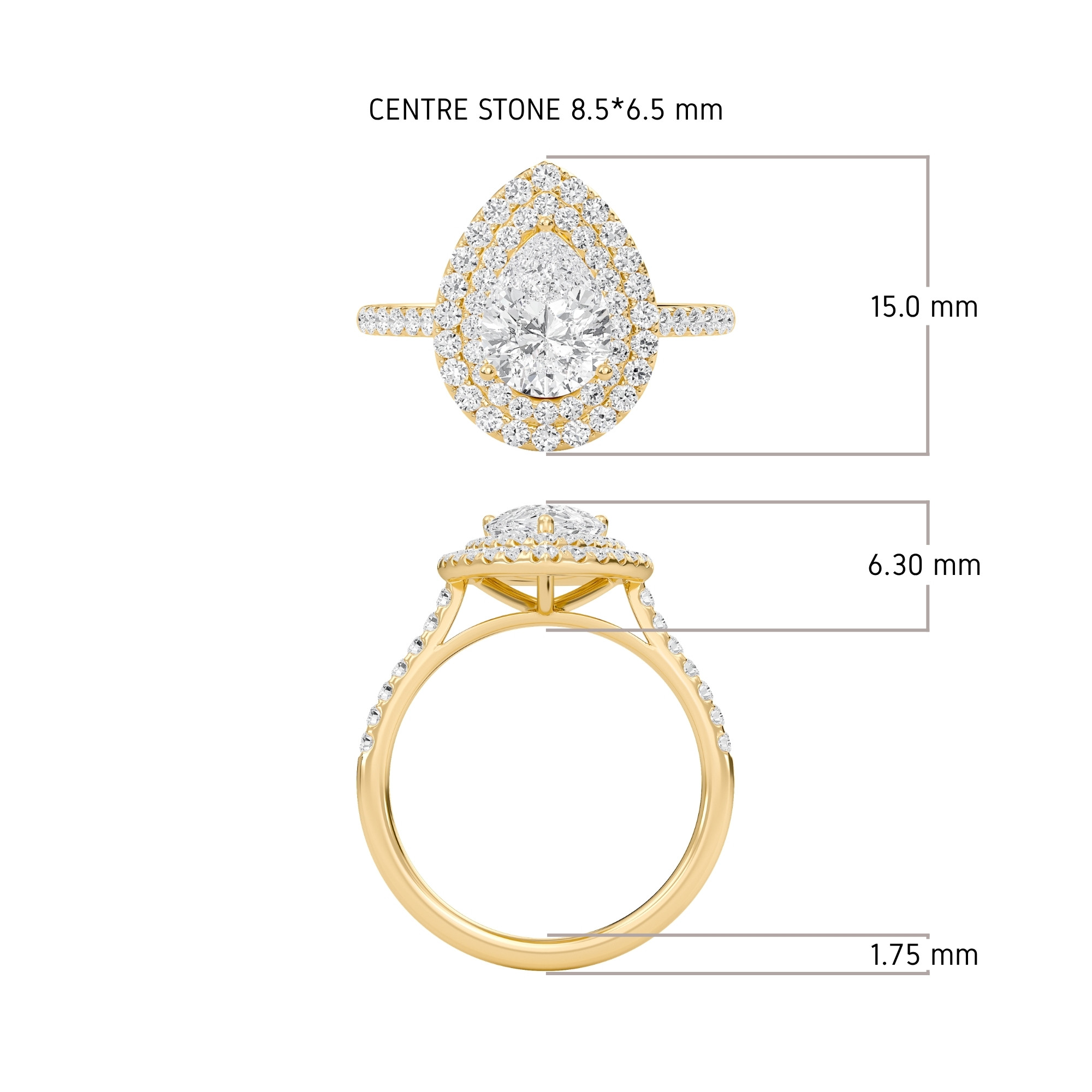 Pear Double Halo Engagement Ring