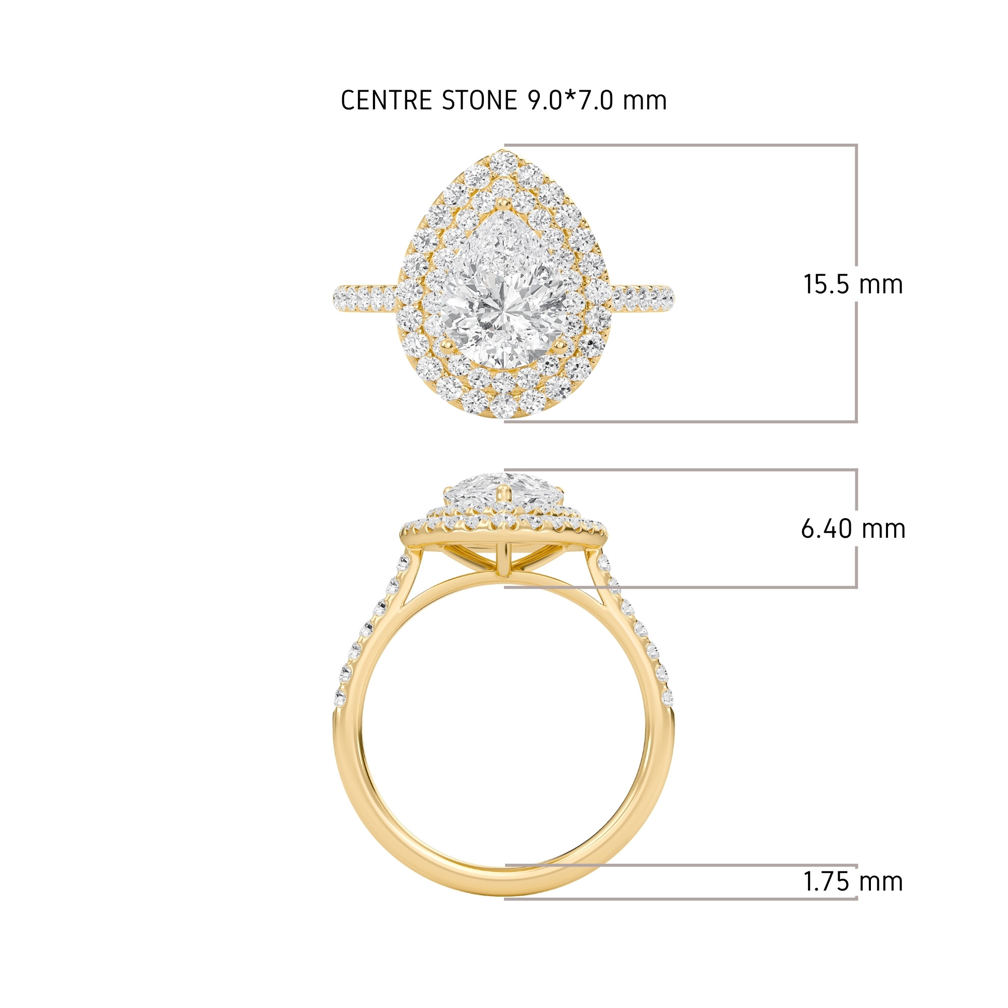 Pear Double Halo Engagement Ring
