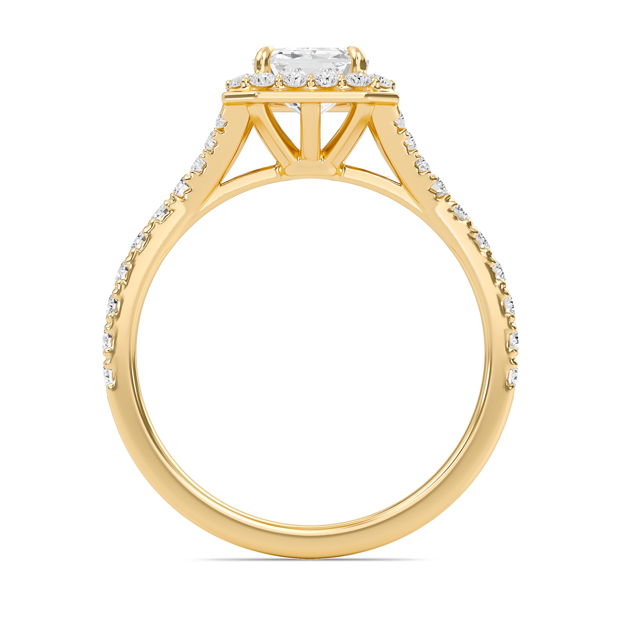Emerald Halo Split Shank Engagement Ring