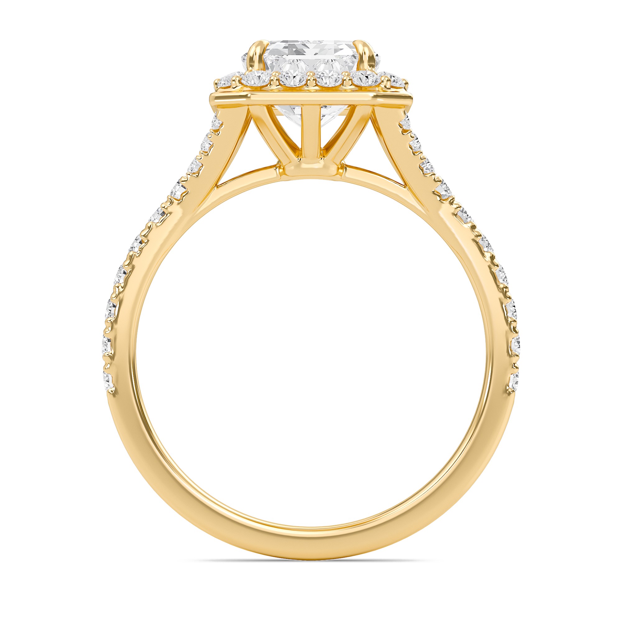 Emerald Halo Split Shank Engagement Ring
