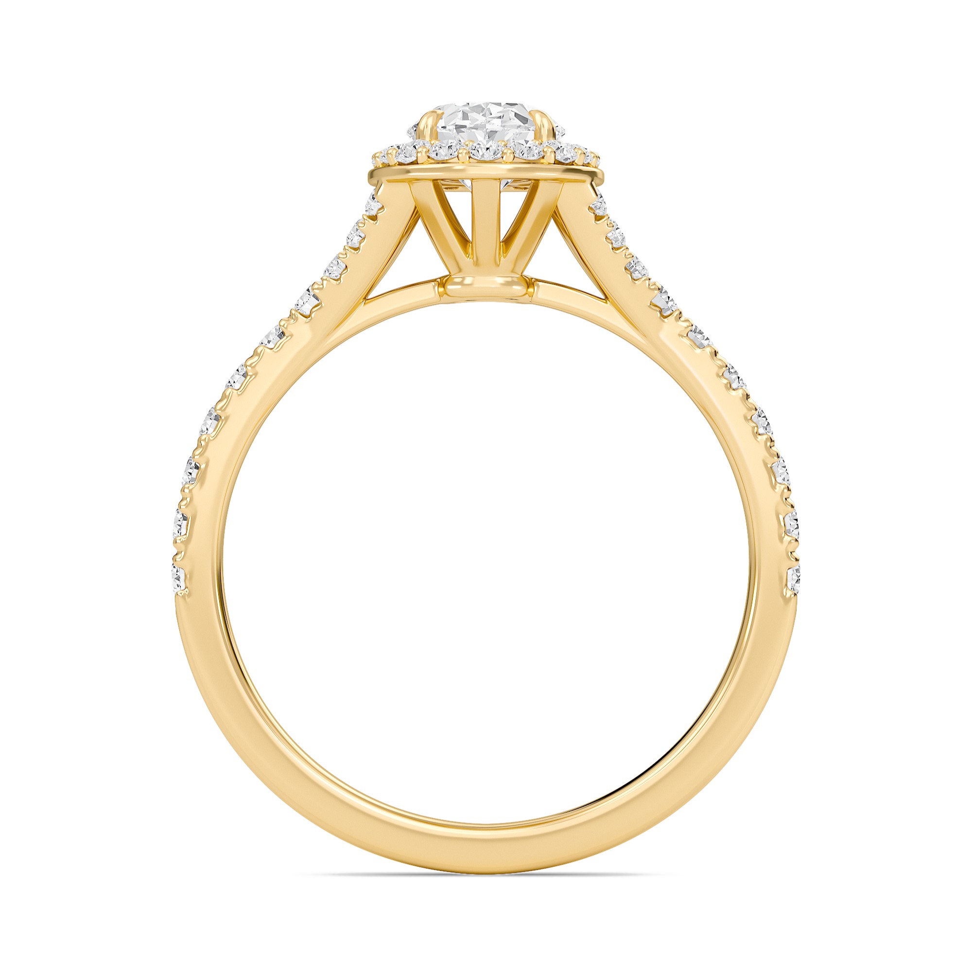 Oval Halo Split Shank Engagement Ring
