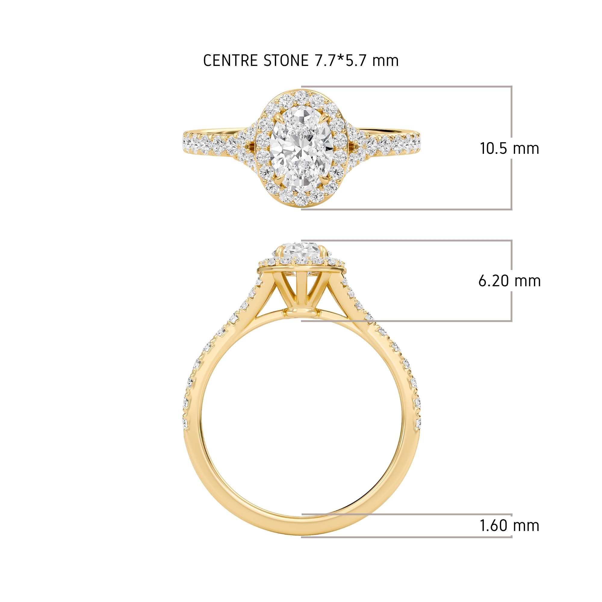 Oval Halo Split Shank Engagement Ring