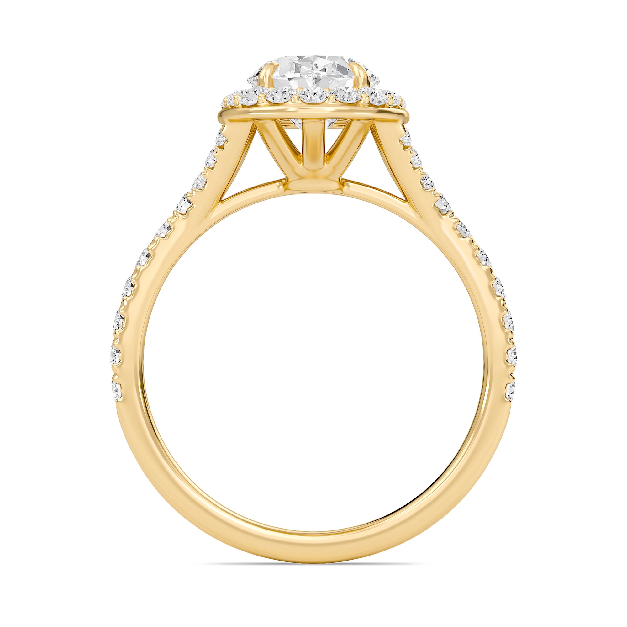 Oval Halo Split Shank Engagement Ring