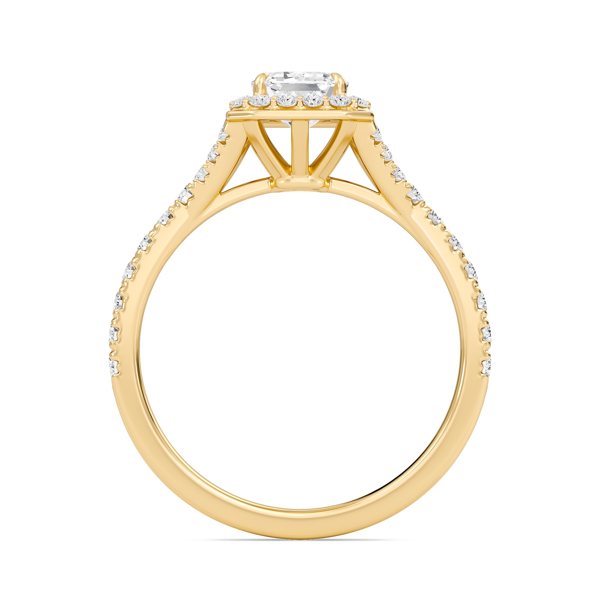 Emerald Halo Split Shank Engagement Ring