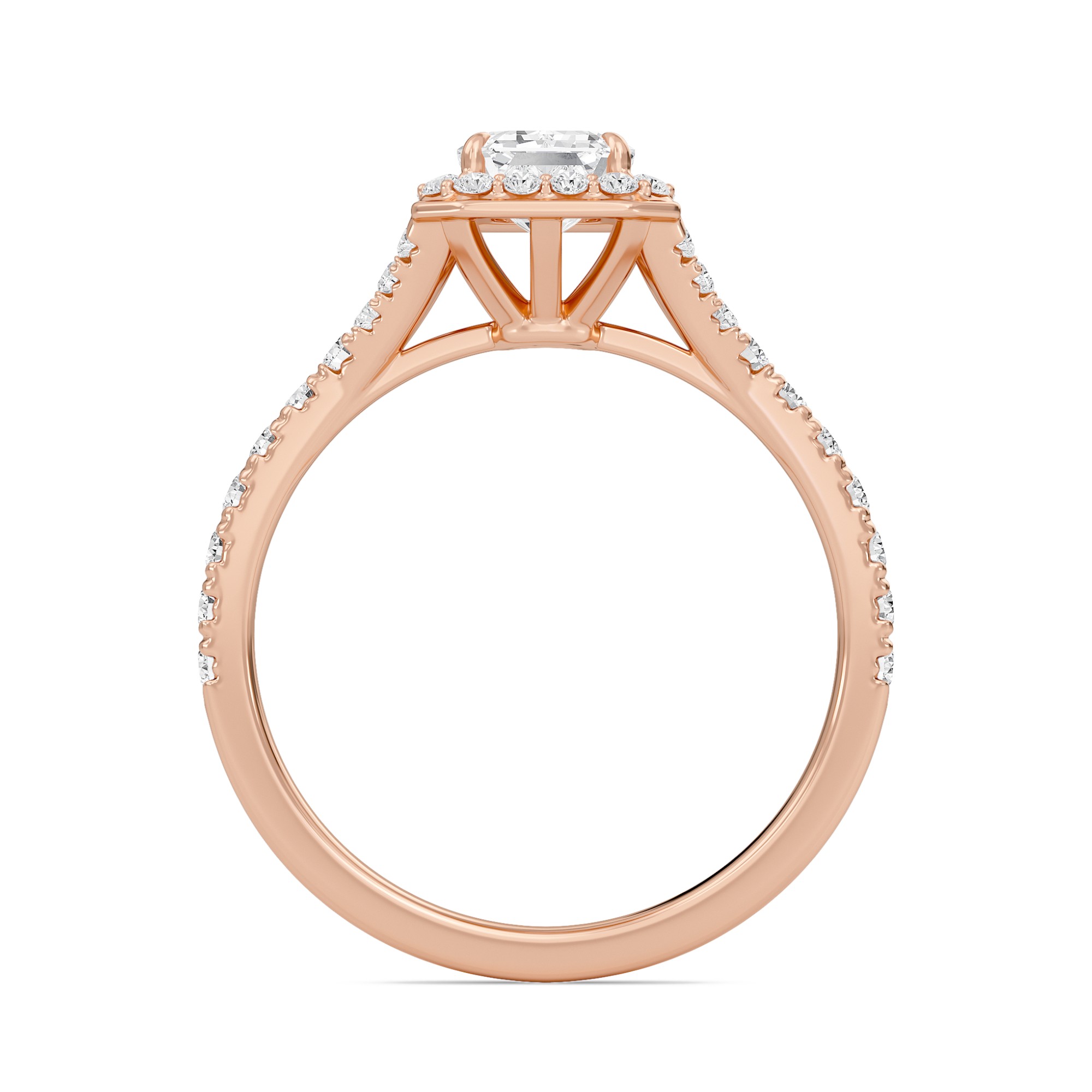 Emerald Halo Split Shank Engagement Ring