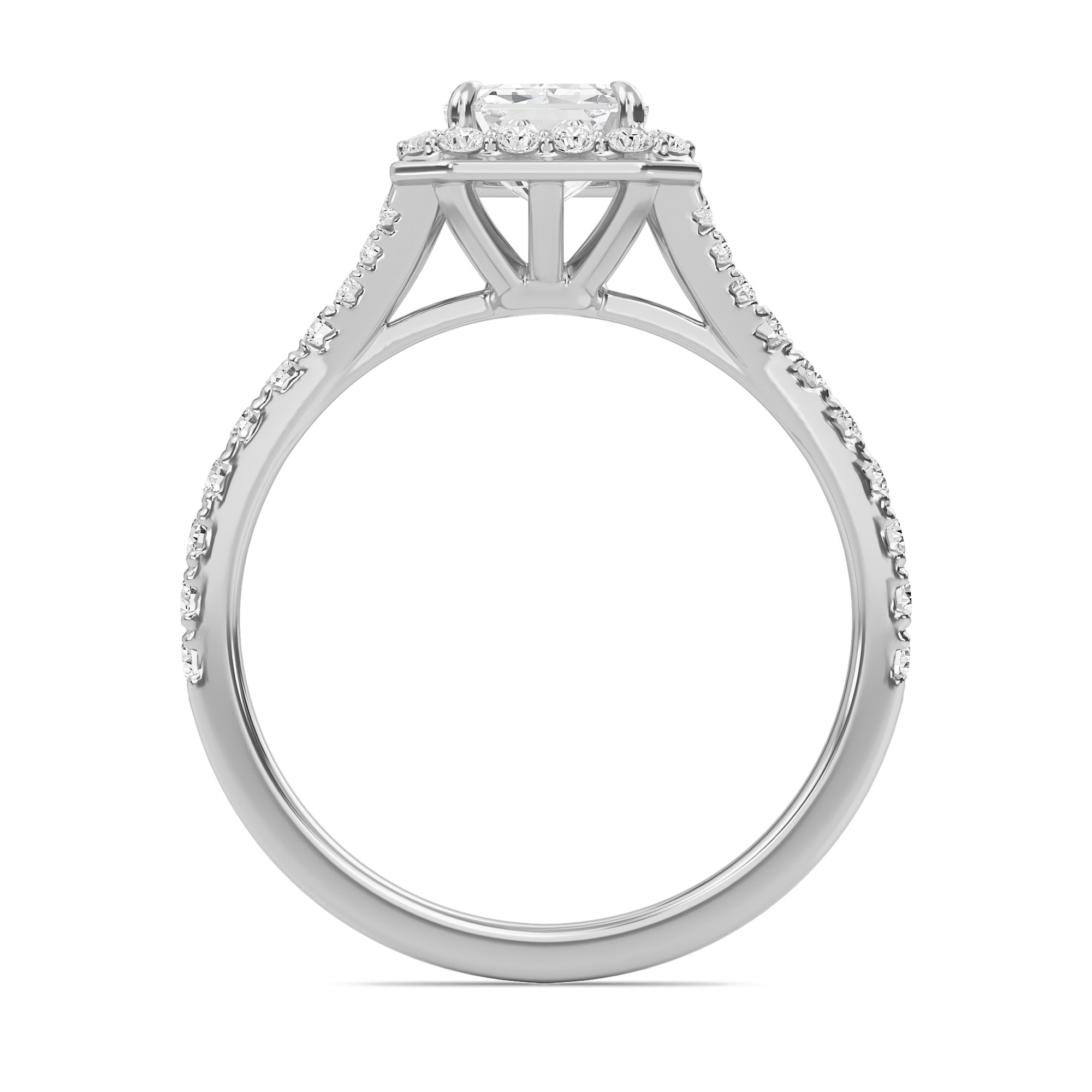 Emerald Halo Split Shank Engagement Ring