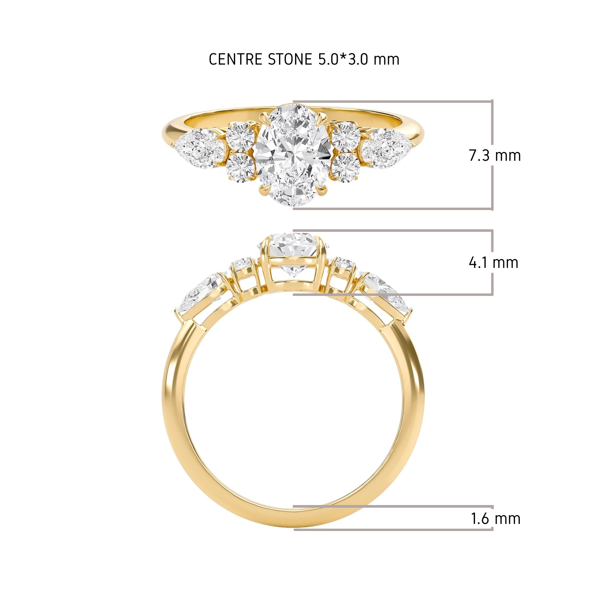 Luxe Oval Cluster Engagement Ring