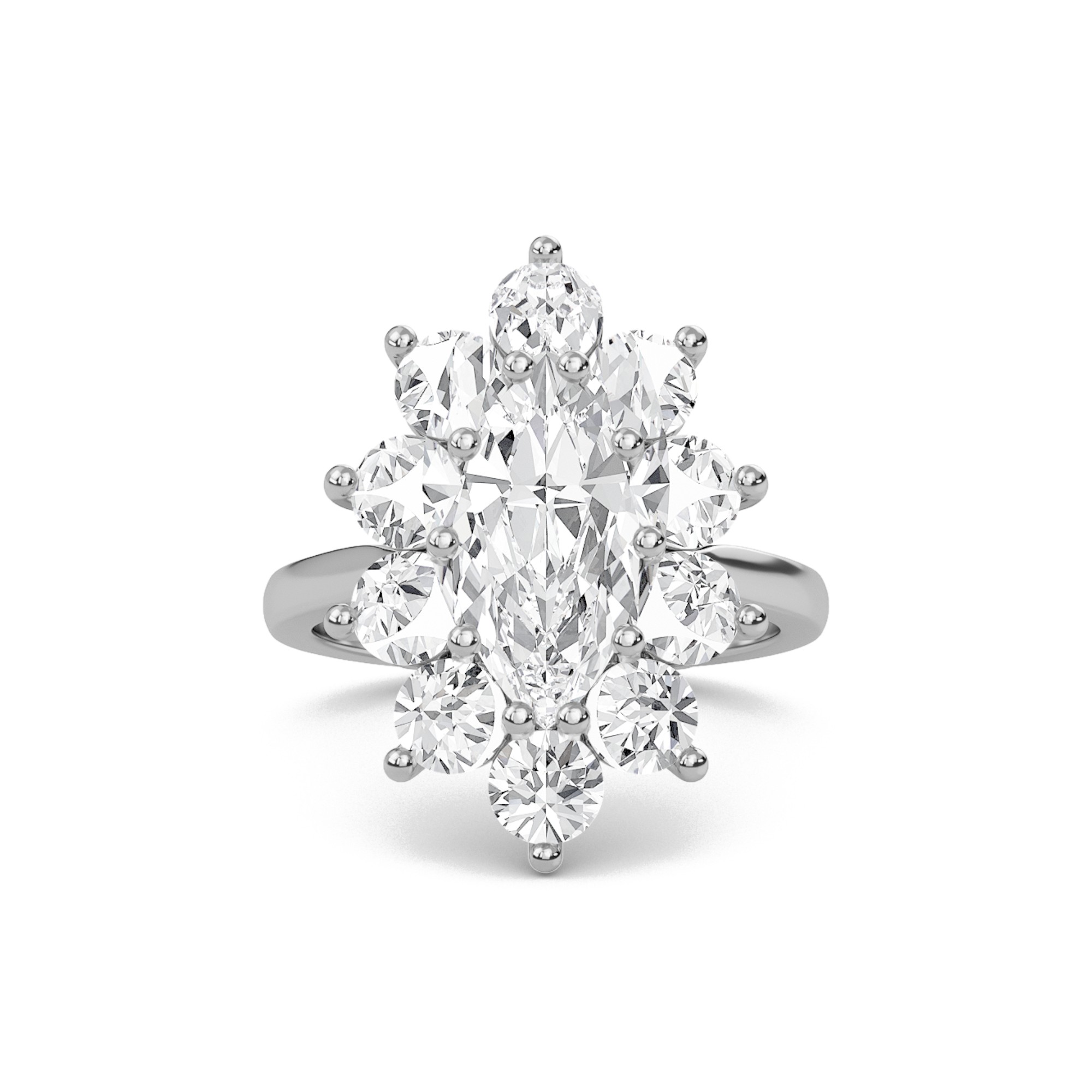 Floral Halo Engagement Ring