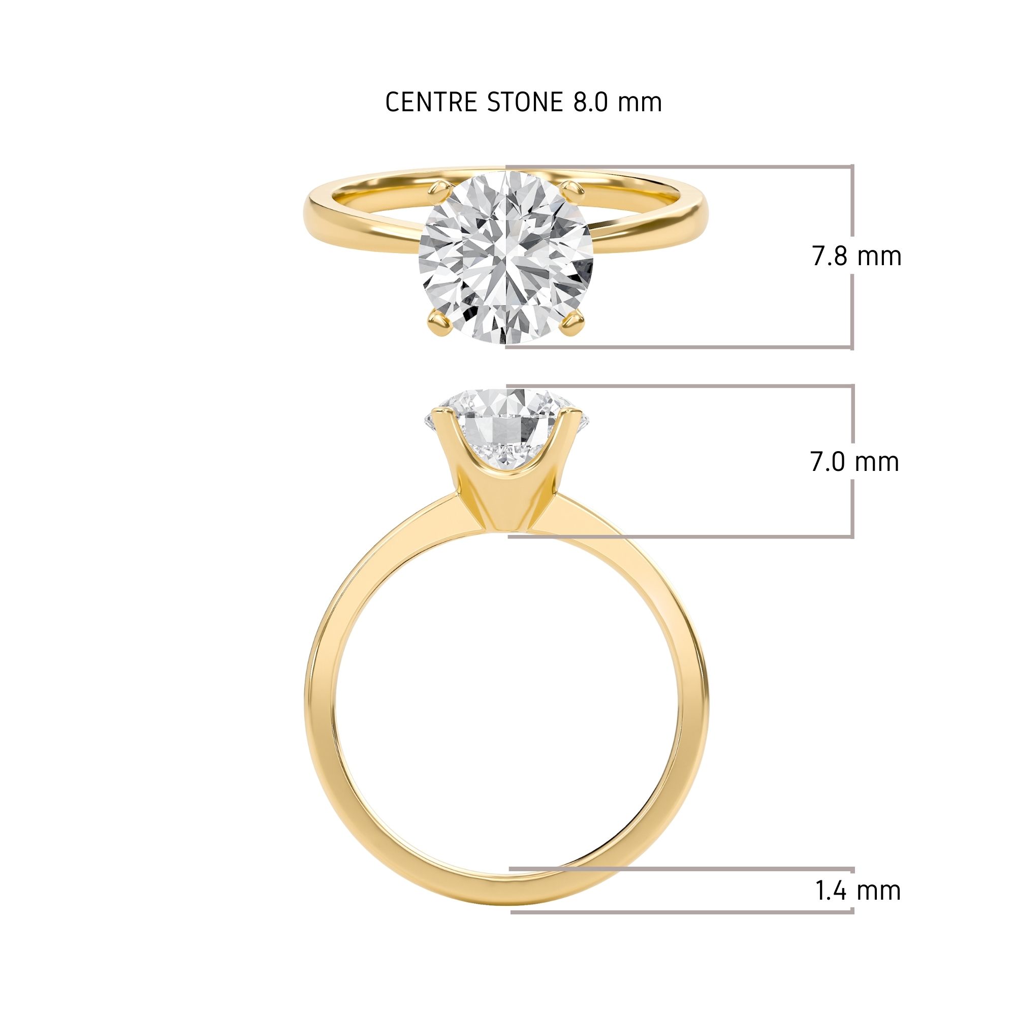  Tapered Shank Four Prong  Ring