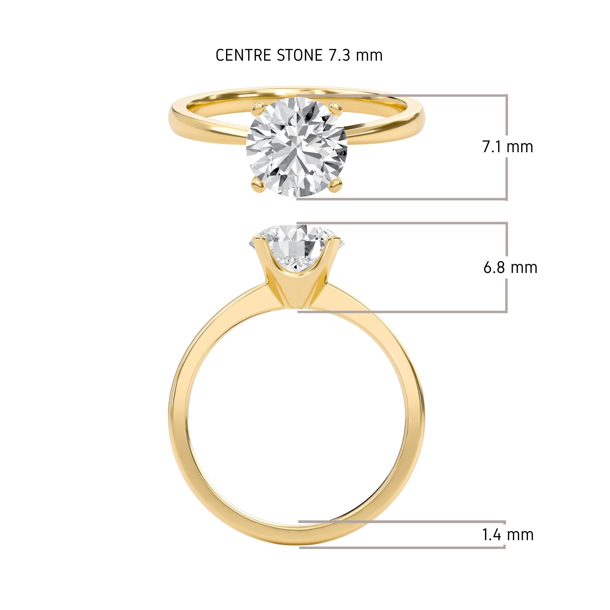  Tapered Shank Four Prong  Ring